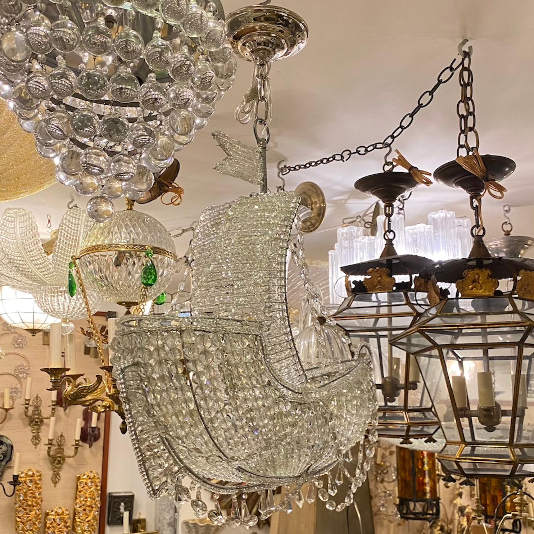 Français Lustre de bateau français en cristal