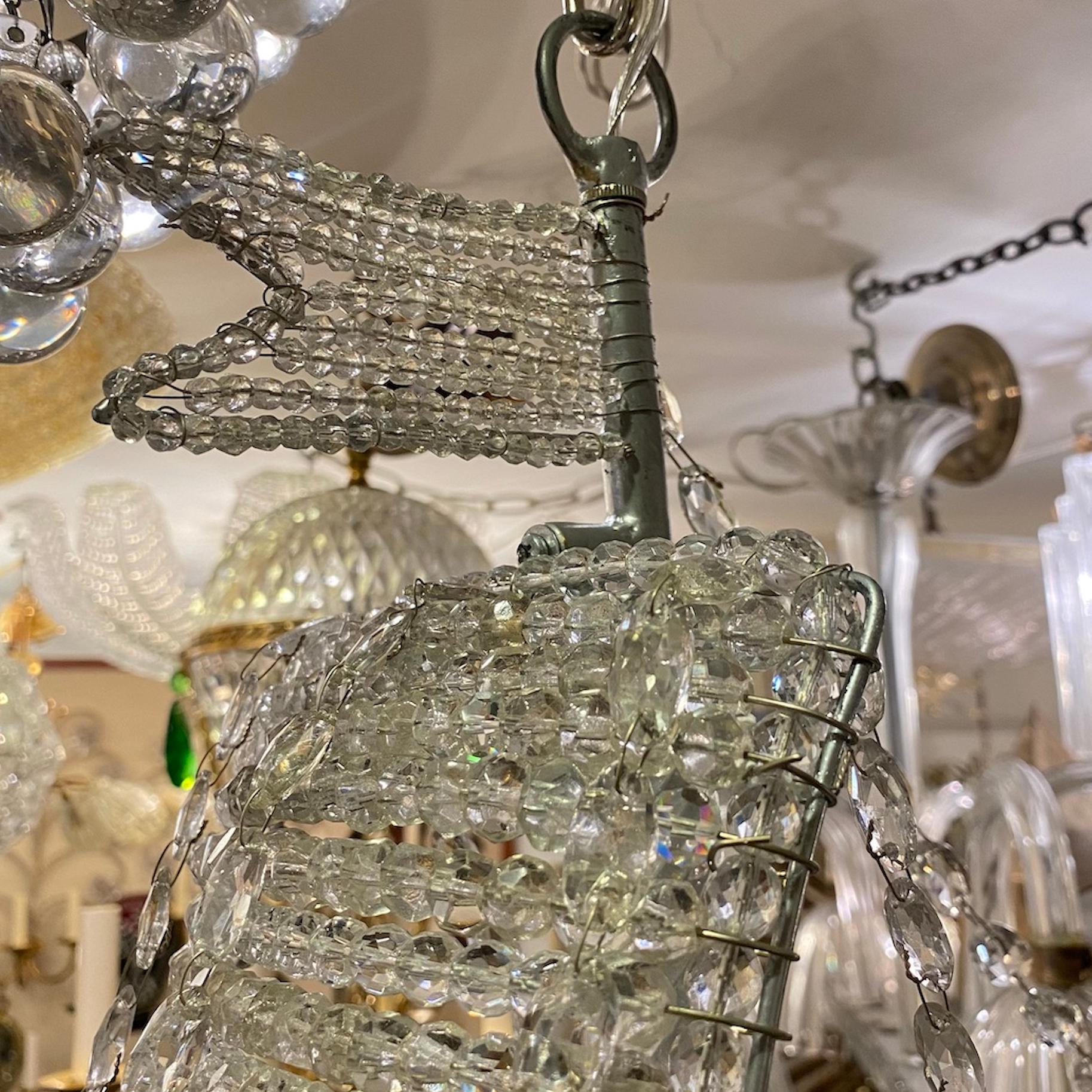 Milieu du XXe siècle Lustre de bateau français en cristal