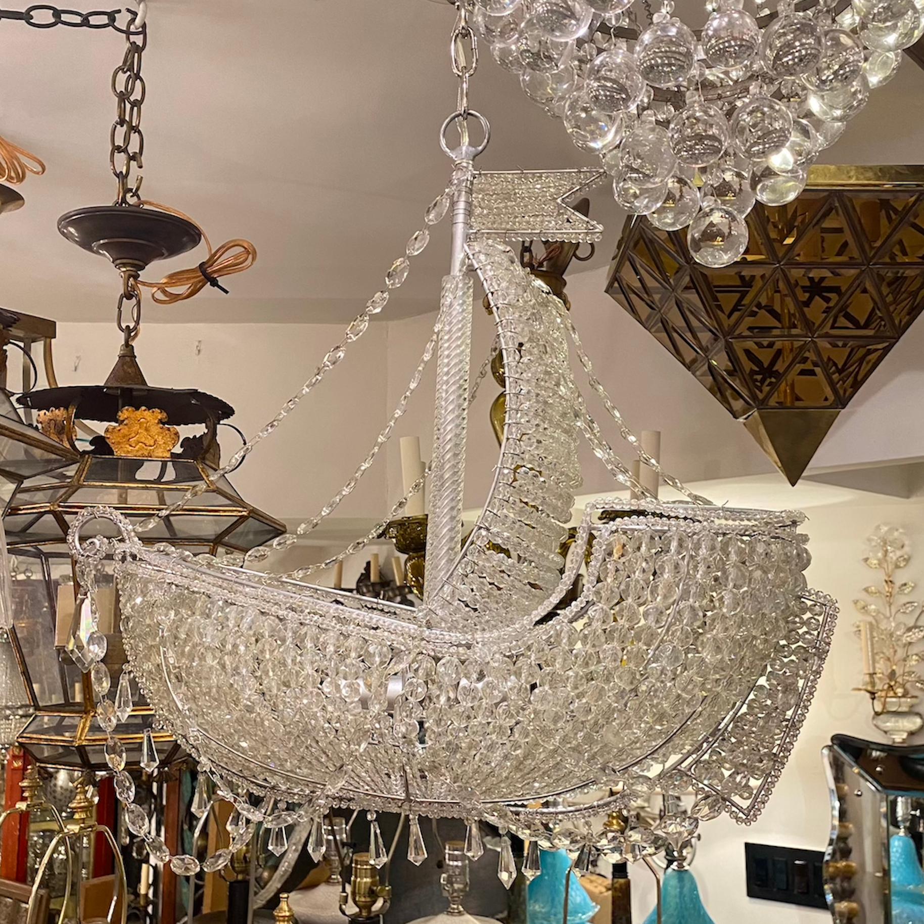 Lustre de bateau français en cristal 2