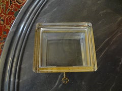 French Crystal Box with Gilt Metal Fittings and Key