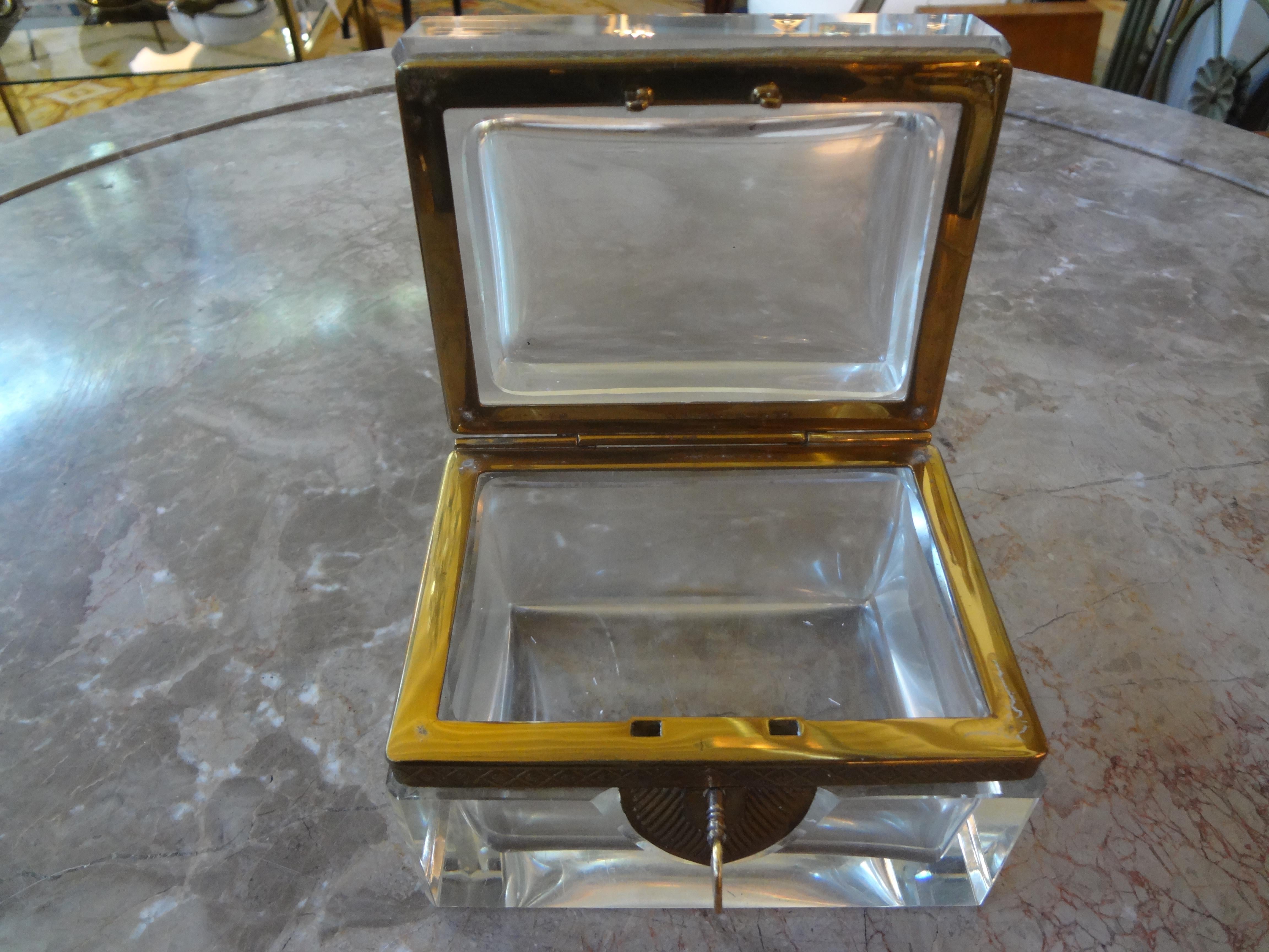 French Crystal Box with Gilt Metal Fittings and Key 1