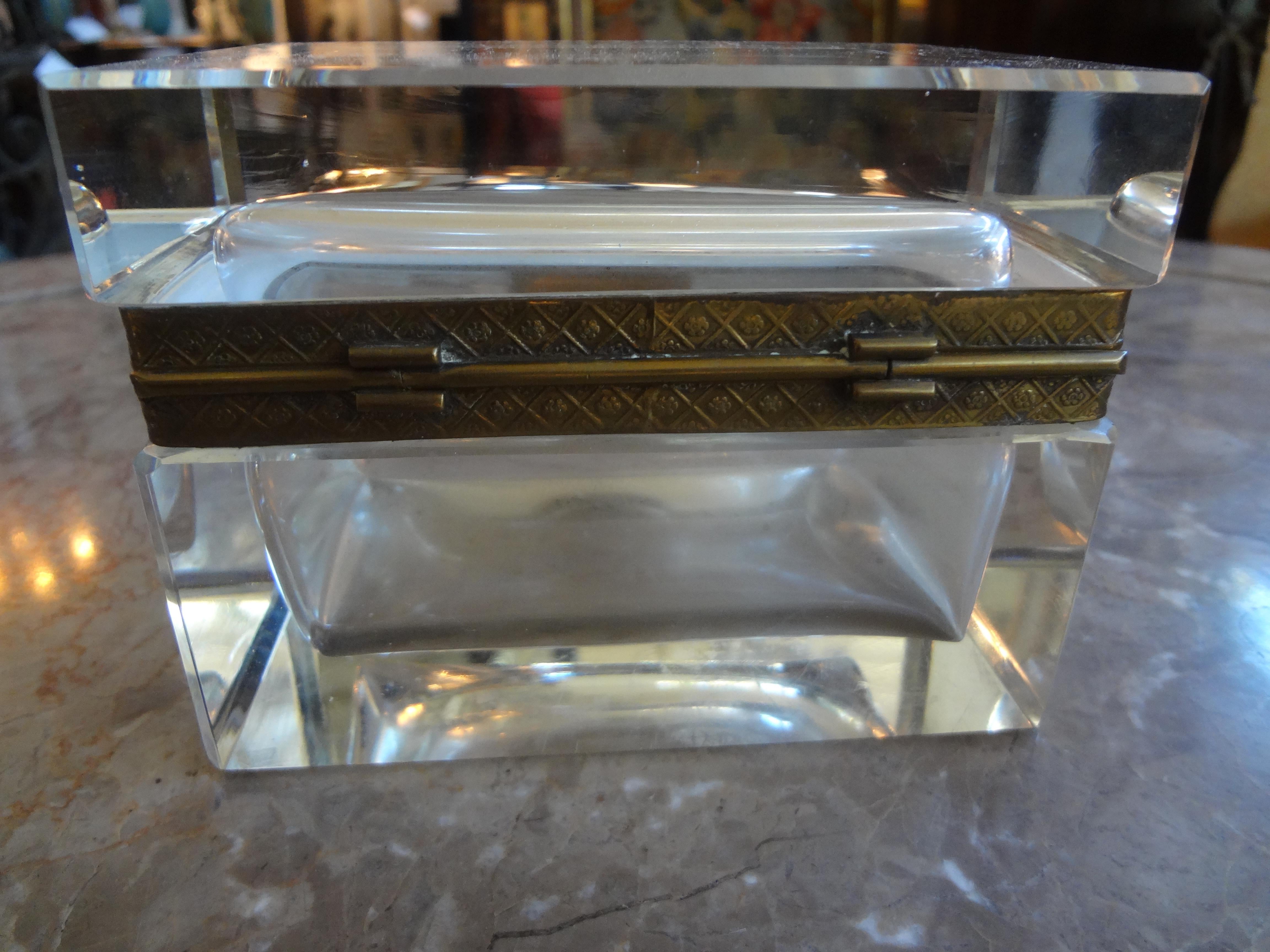 French Crystal Box with Gilt Metal Fittings and Key 2
