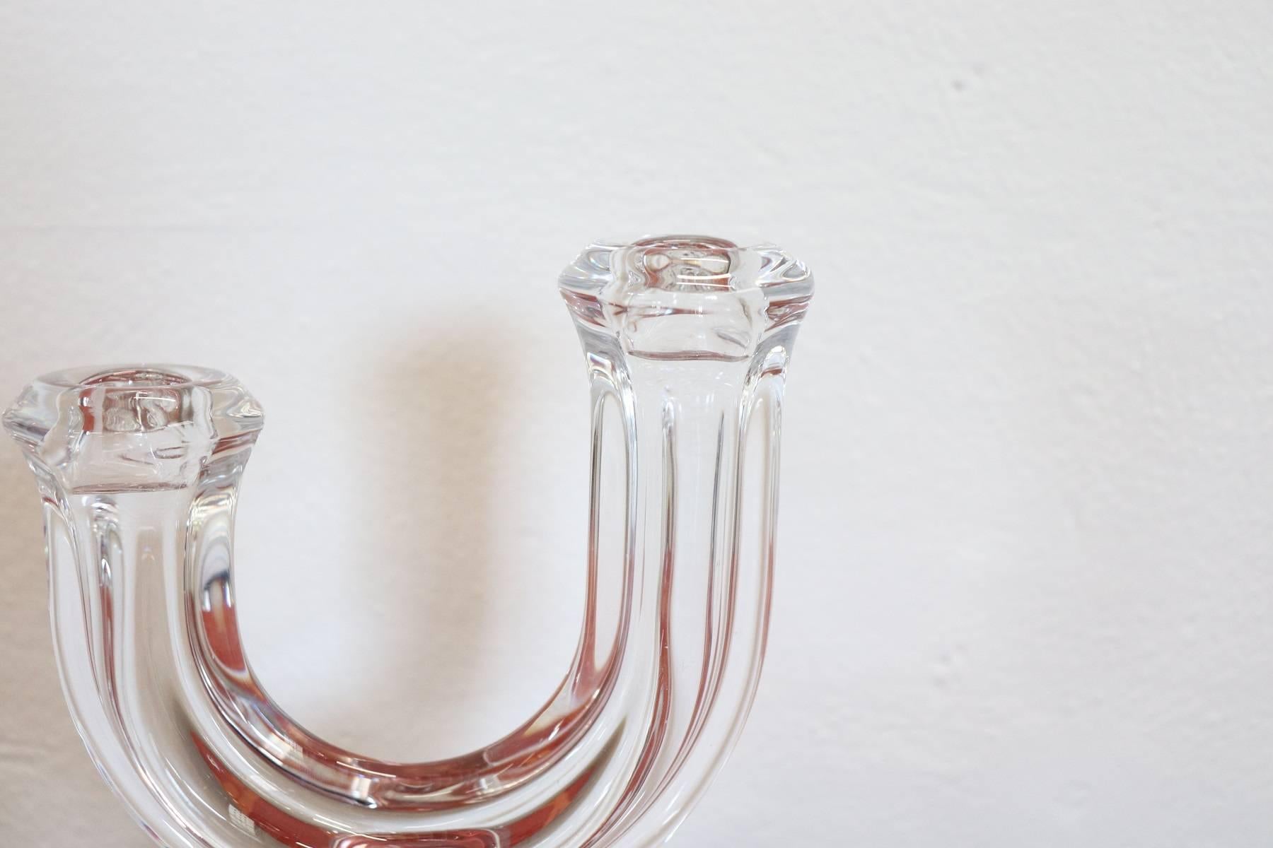 Mid-20th Century French Crystal Candelabra by Art Vannes, France