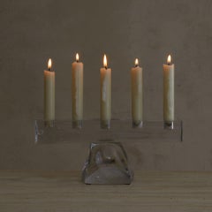 French Crystal Candelabra in the Manner of Daum, 1960s