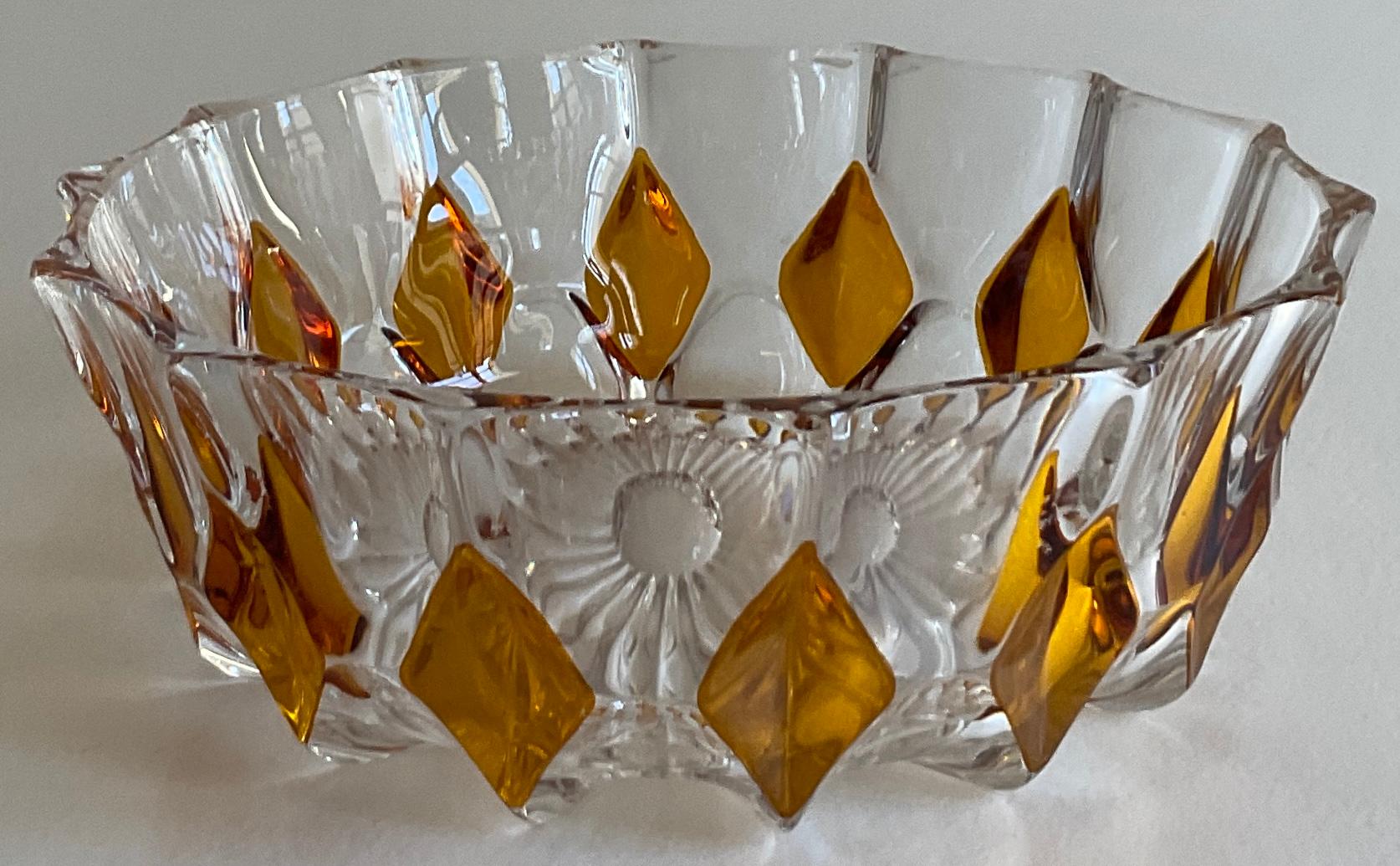 French Amber and Clear Crystal Candy Dish or Bowl In Good Condition For Sale In Miami, FL