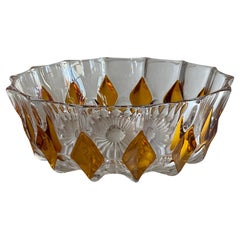 French Amber and Clear Crystal Candy Dish or Bowl