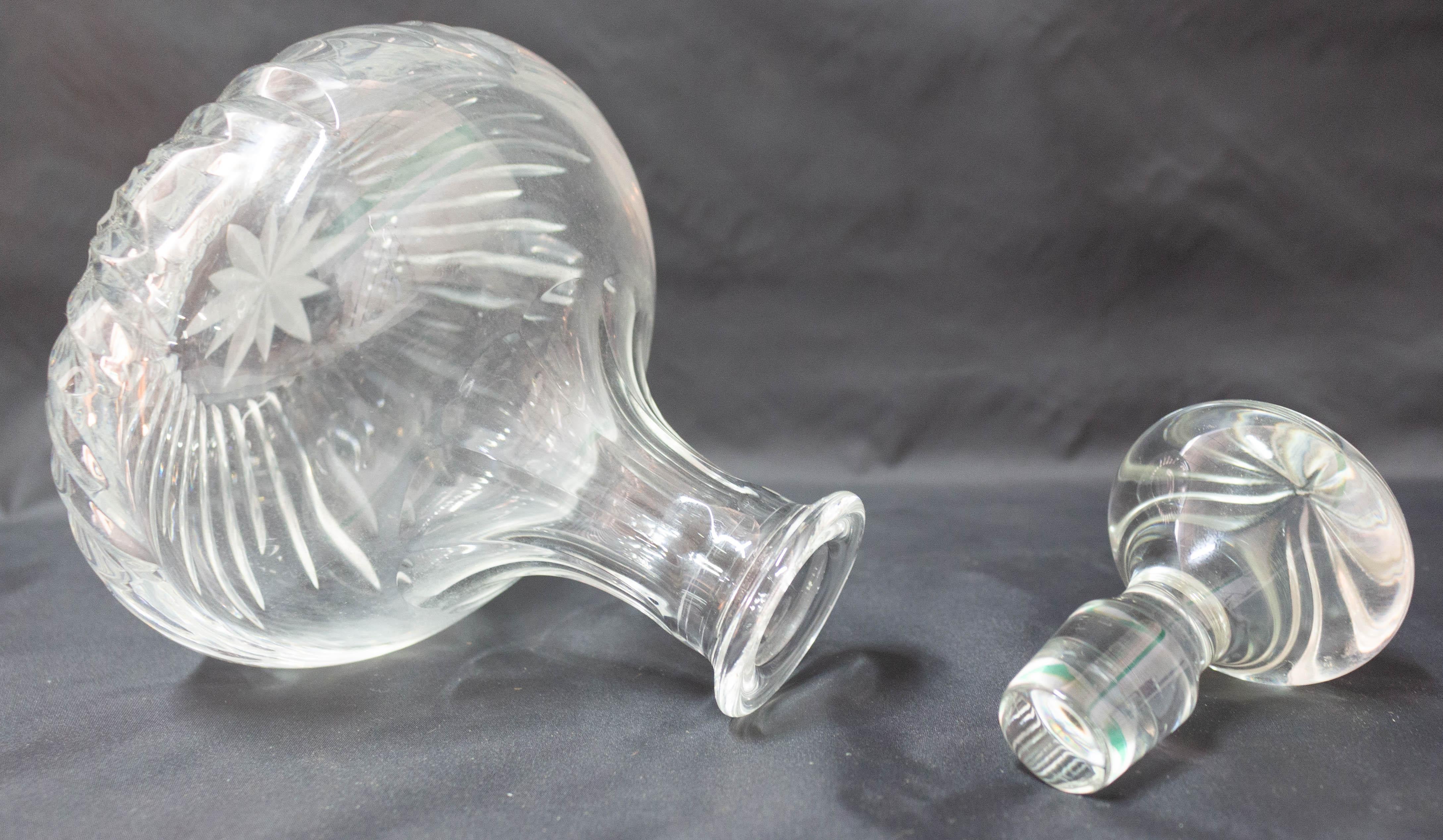 French Crystal Carafe Midcentury In Good Condition For Sale In Labrit, Landes