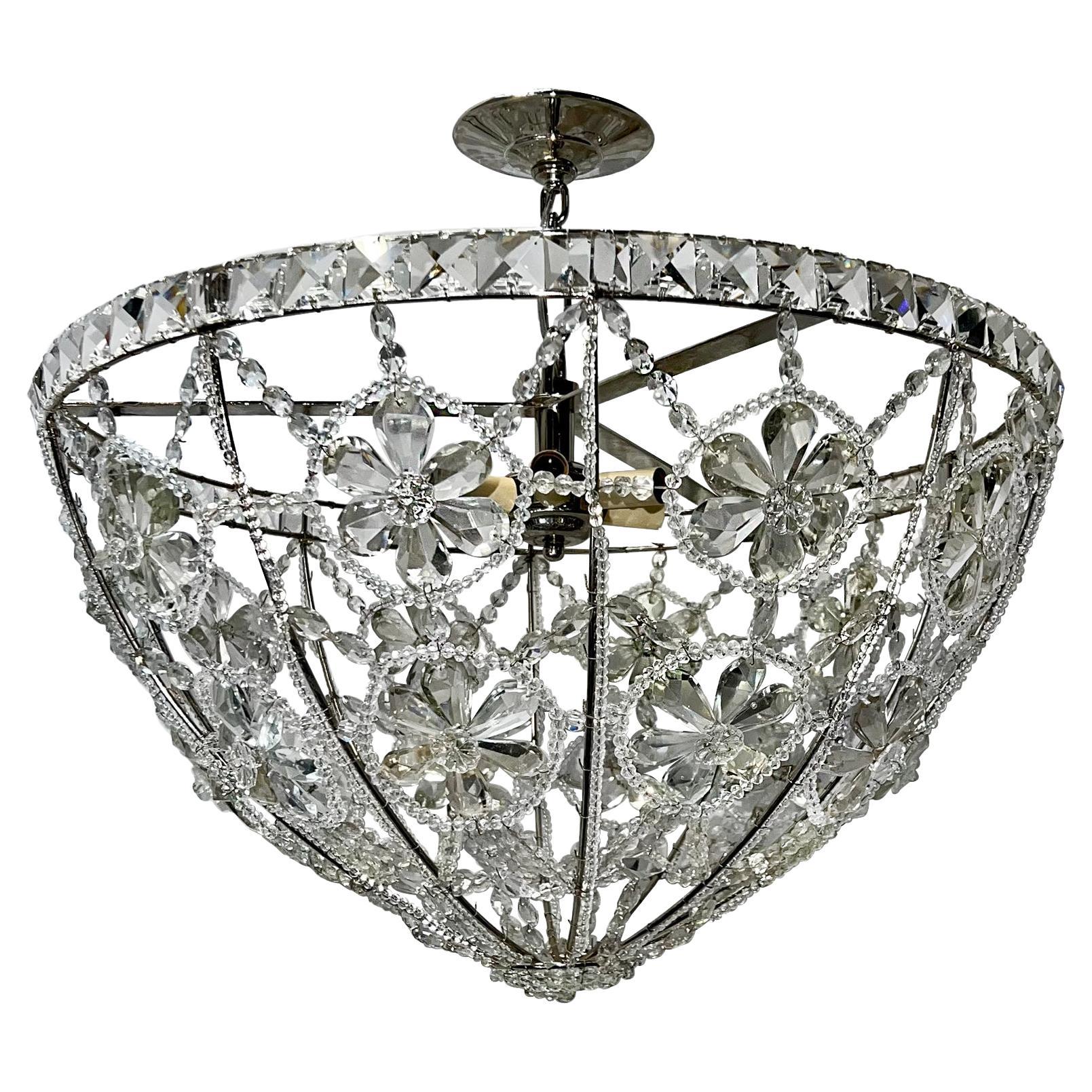 Woven Crystal Ceiling Fixture For Sale