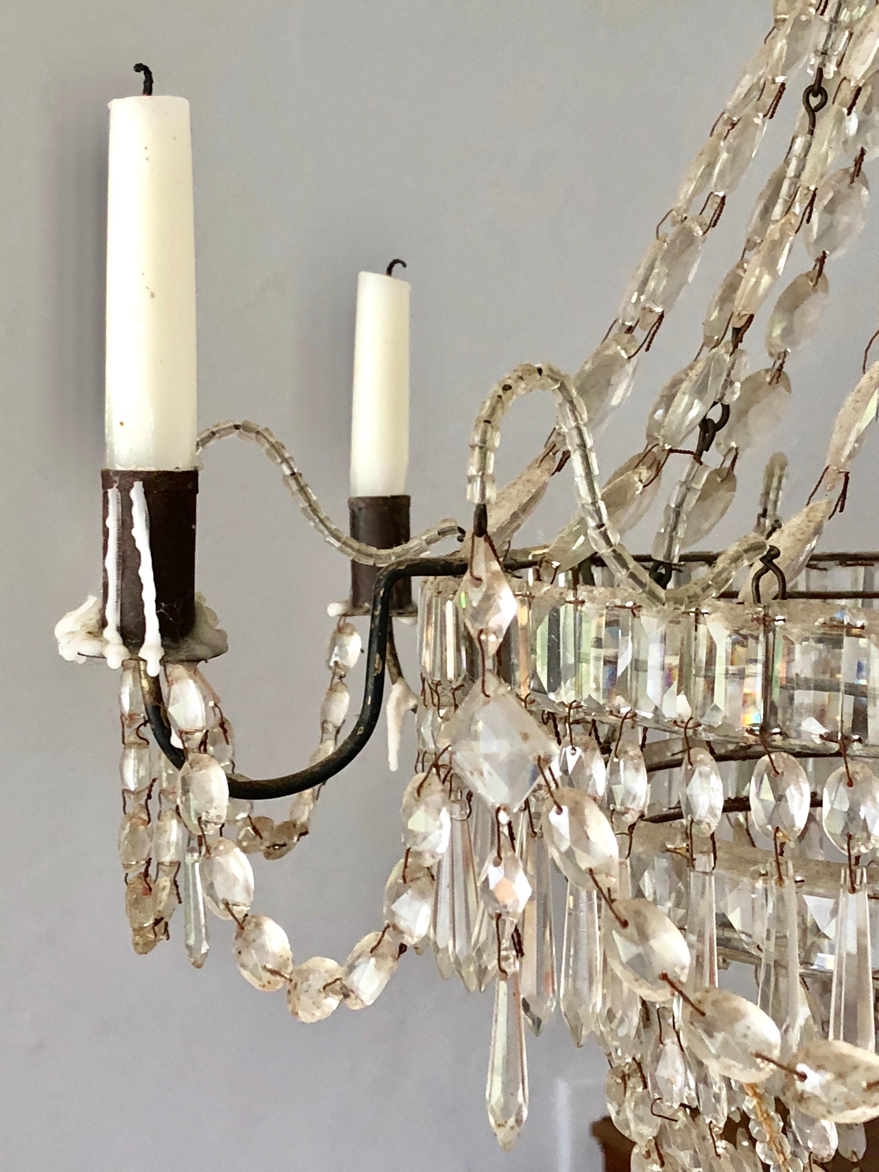Hand-Crafted French Crystal Chandelier, 18th Century