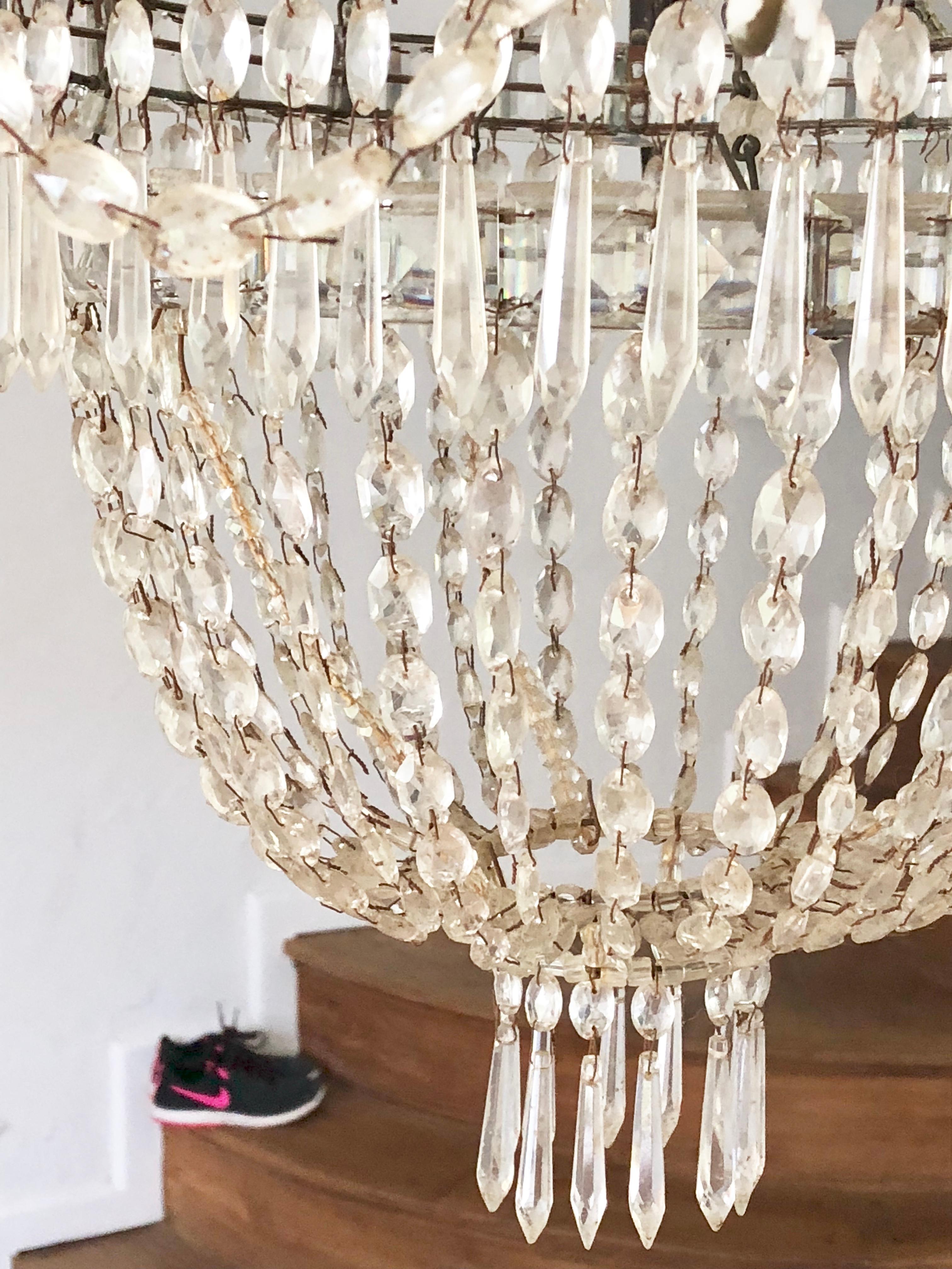 French Crystal Chandelier, 18th Century In Good Condition In Doylestown, PA