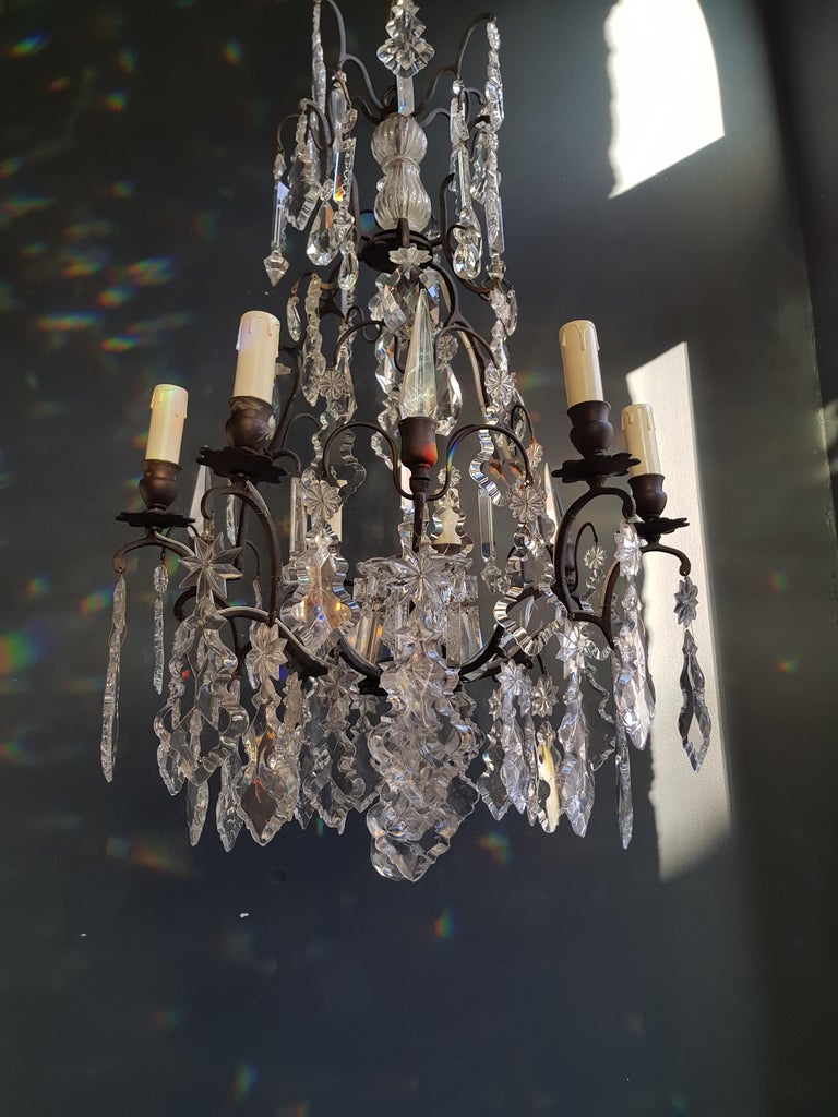 French Crystal Chandelier Antique Ceiling Lamp Lustre Art Nouveau Lamp