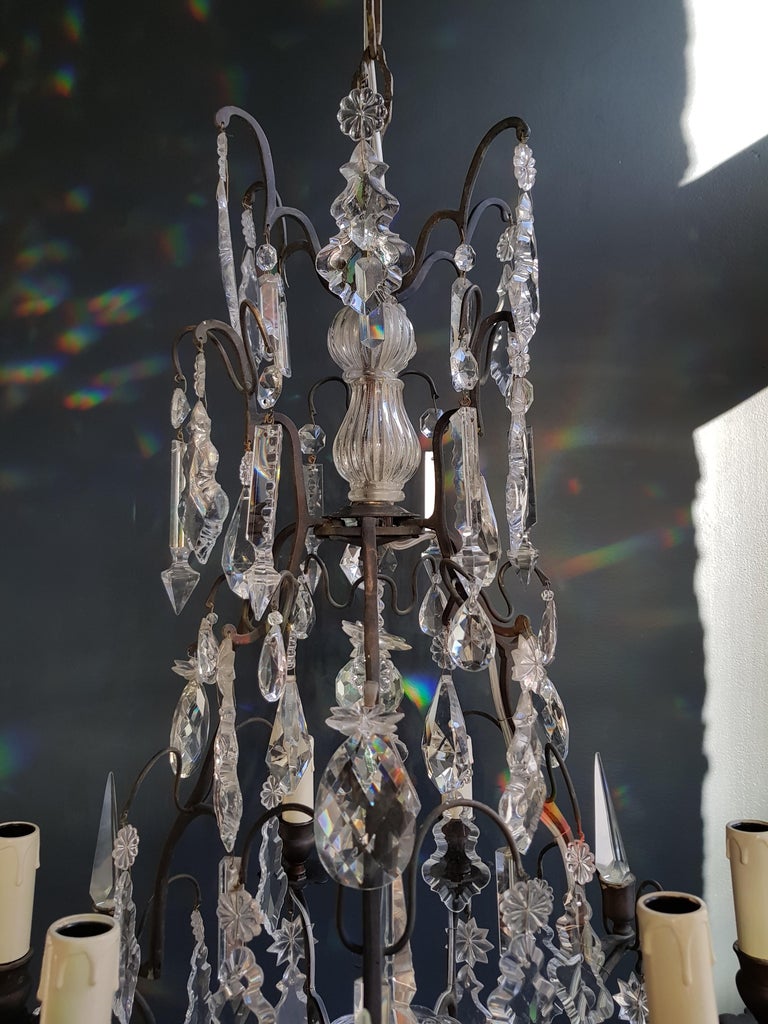 Hand-Knotted French Crystal Chandelier Antique Ceiling Lamp Lustre Art Nouveau Lamp For Sale