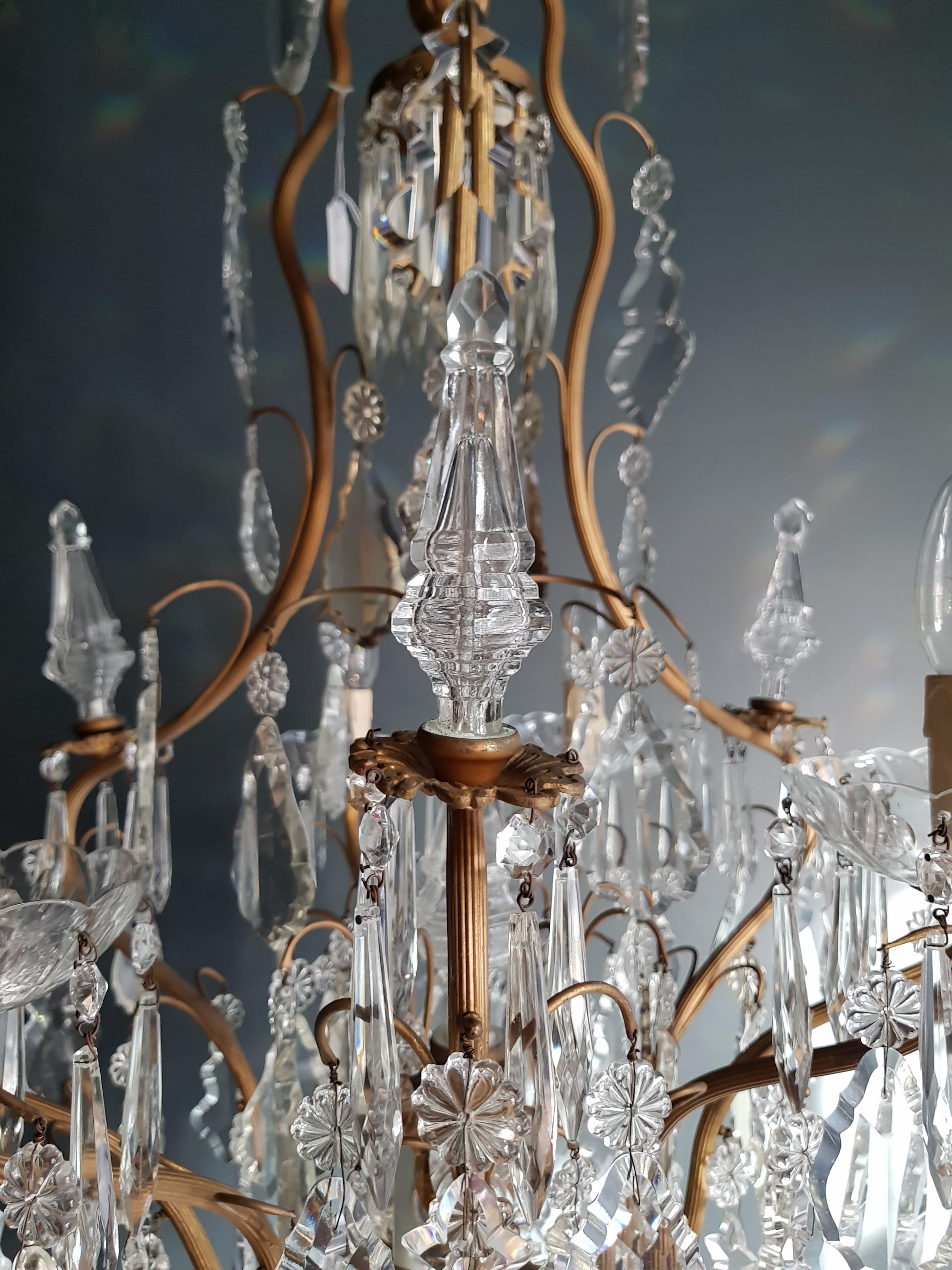 Französischer Kristall-Kronleuchter, antike Deckenleuchte, Jugendstil-Lampe, Rarität  (Art nouveau)