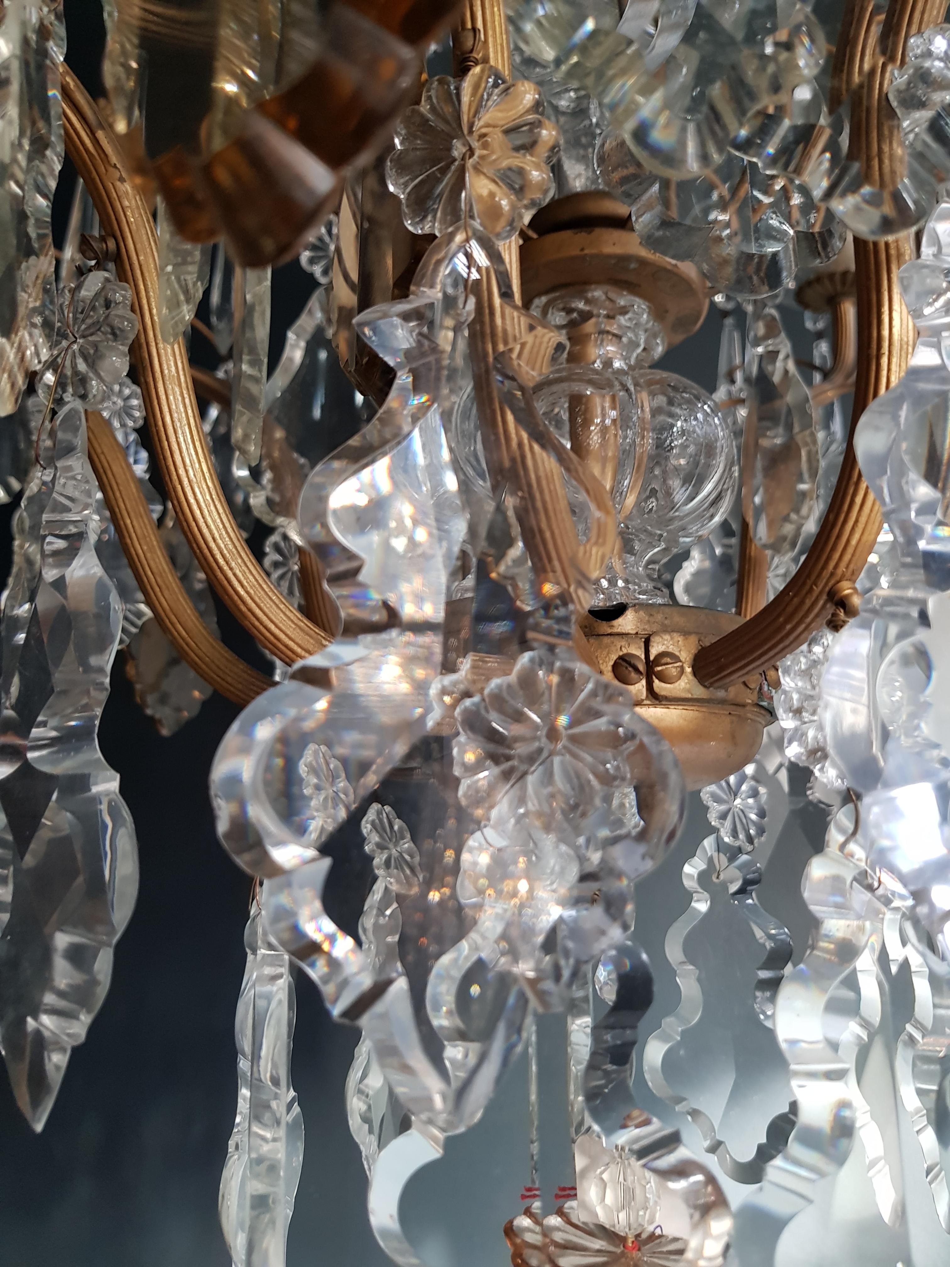 Französischer Kristall-Kronleuchter, antike Deckenleuchte, Jugendstil-Lampe, Rarität  im Zustand „Gut“ in Berlin, DE