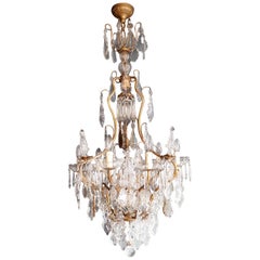 French Crystal Chandelier Antique Ceiling Lamp Lustre Art Nouveau Lamp Rarity 