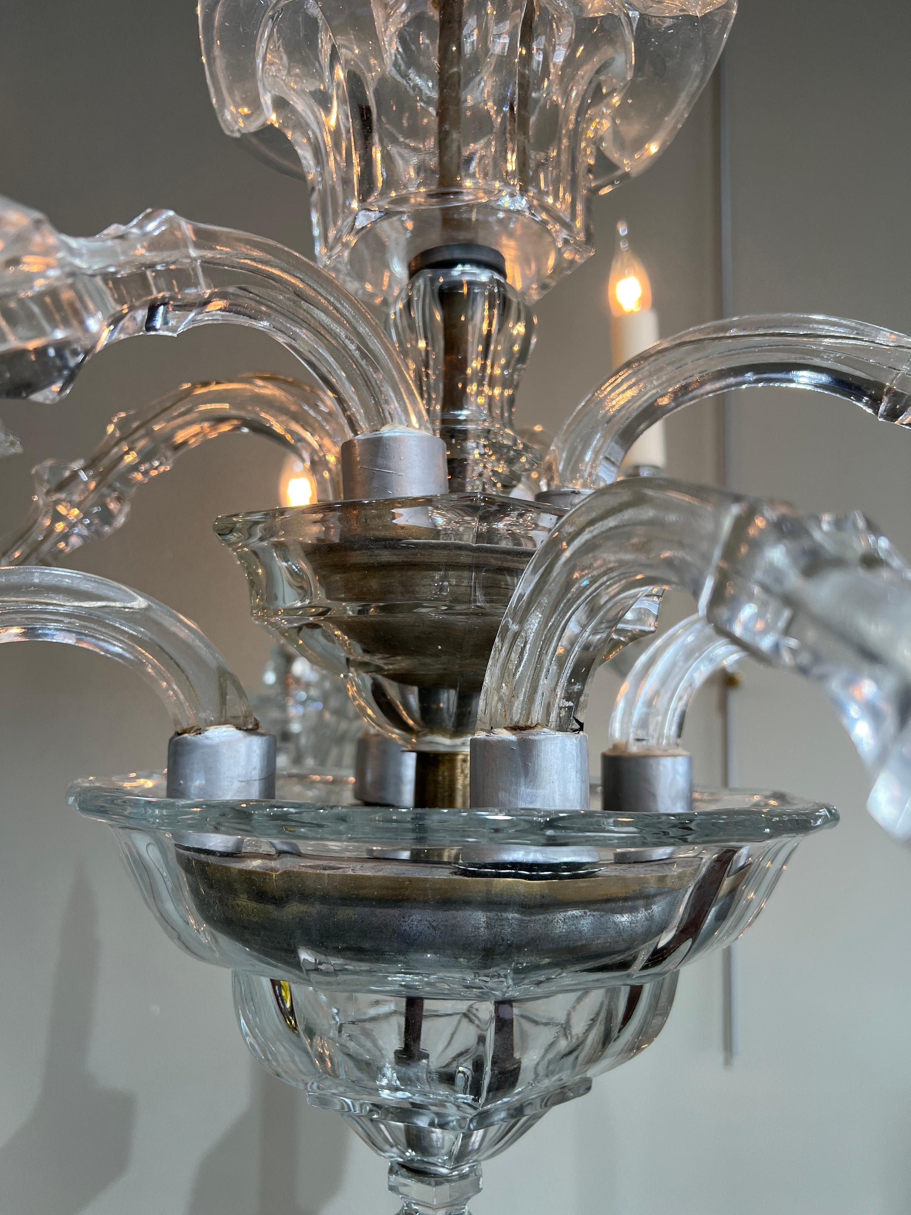 A French crystal chandelier 8 arms attributed to Baccarat 