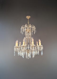 French Crystal Chandelier Directoire Style Louis XVI influence Restored Antique