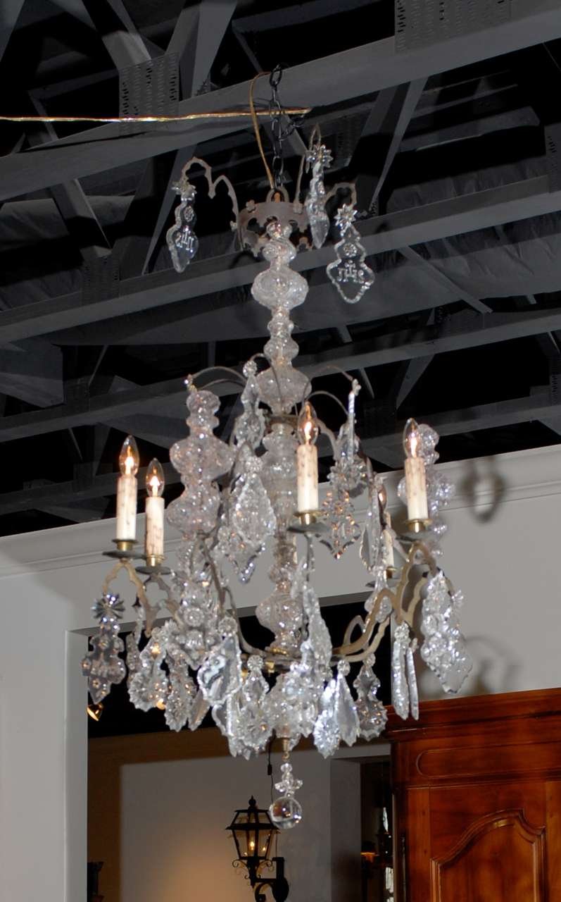 French Baroque Revival Six-Light Crystal Chandelier from a Church, circa 1860 For Sale 3