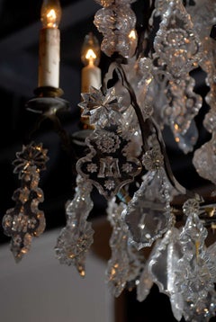 French Baroque Revival Six-Light Crystal Chandelier from a Church, circa 1860