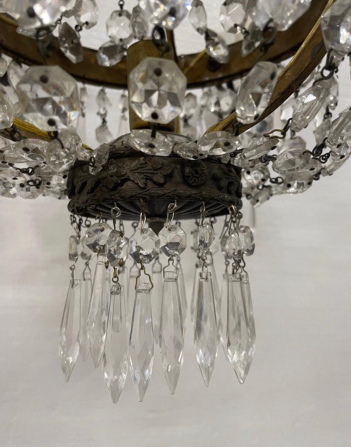 Cast French Crystal Chandelier For Sale