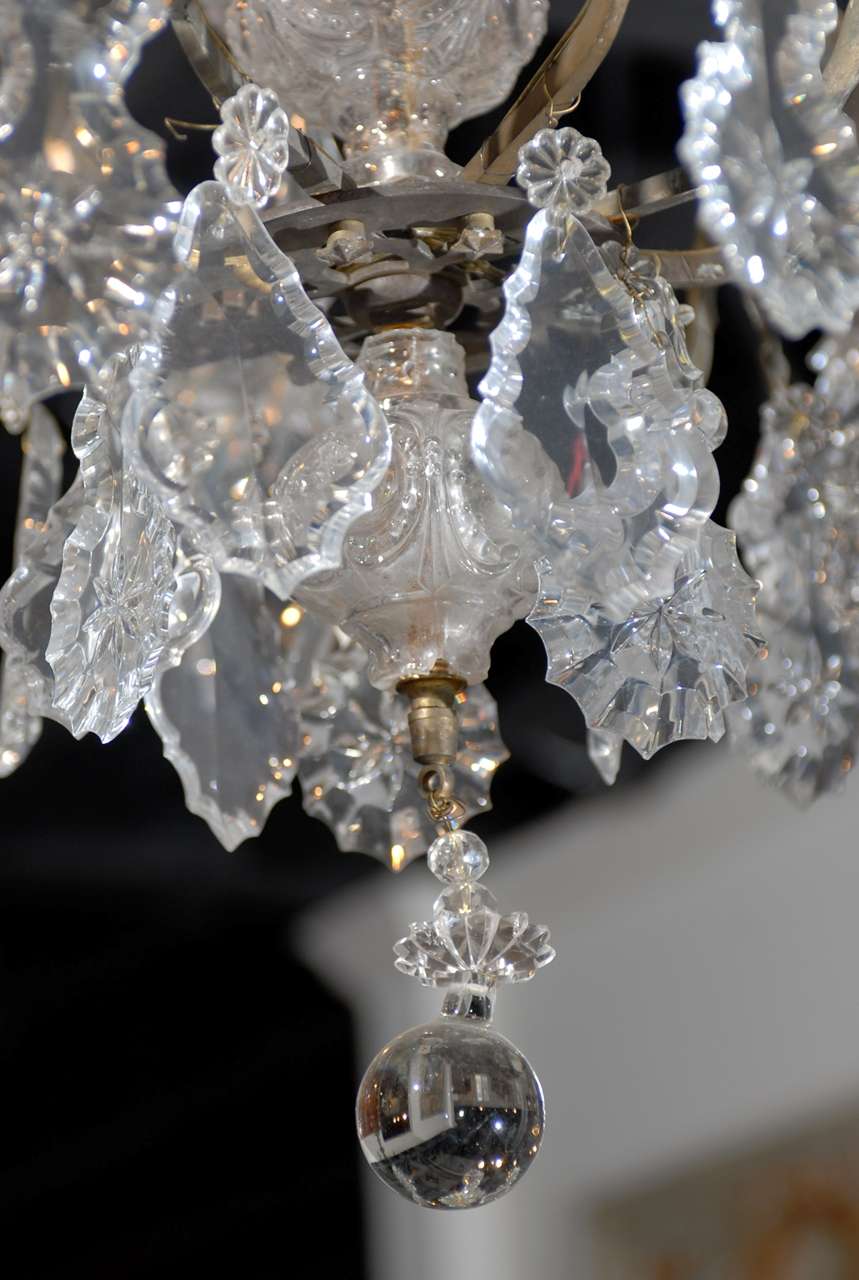 Bronze French Baroque Revival Six-Light Crystal Chandelier from a Church, circa 1860 For Sale
