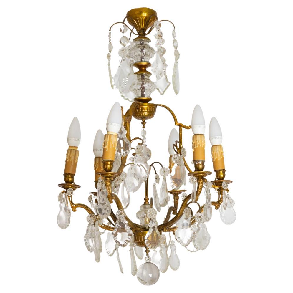  French Crystal Chandelier Louis XV Style 19th Century For Sale