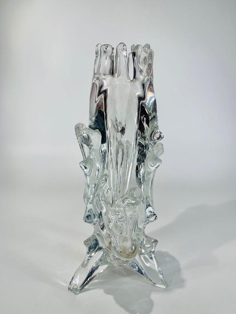 French crystal circa 1970 with applied glass. In Good Condition For Sale In Rio De Janeiro, RJ