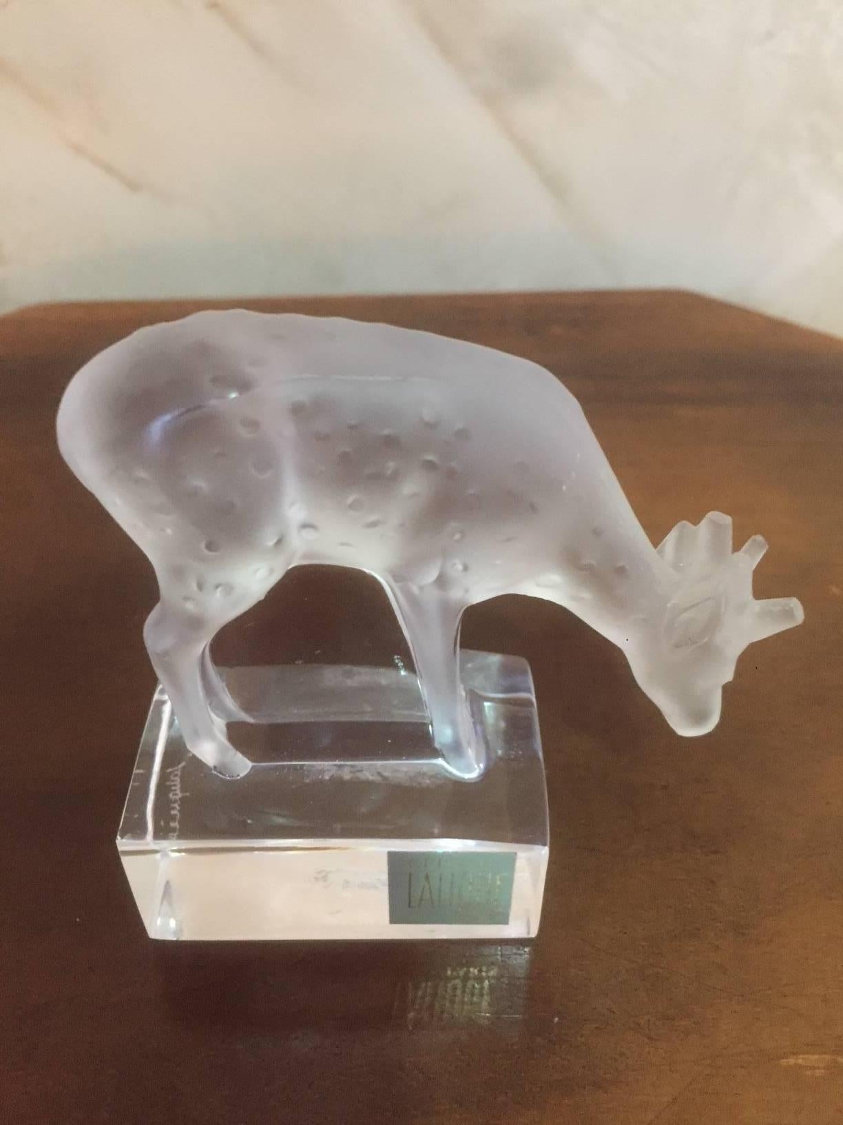 French Crystal Decorative Roe Signed Lalique 2
