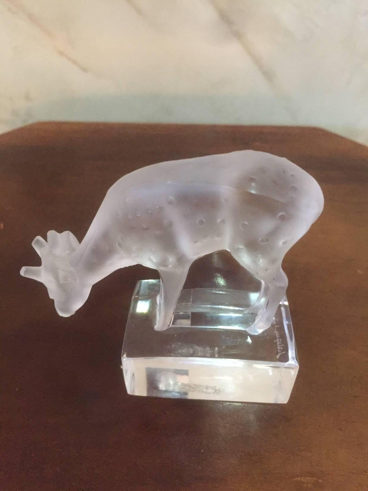 French Crystal Decorative Roe Signed Lalique 3