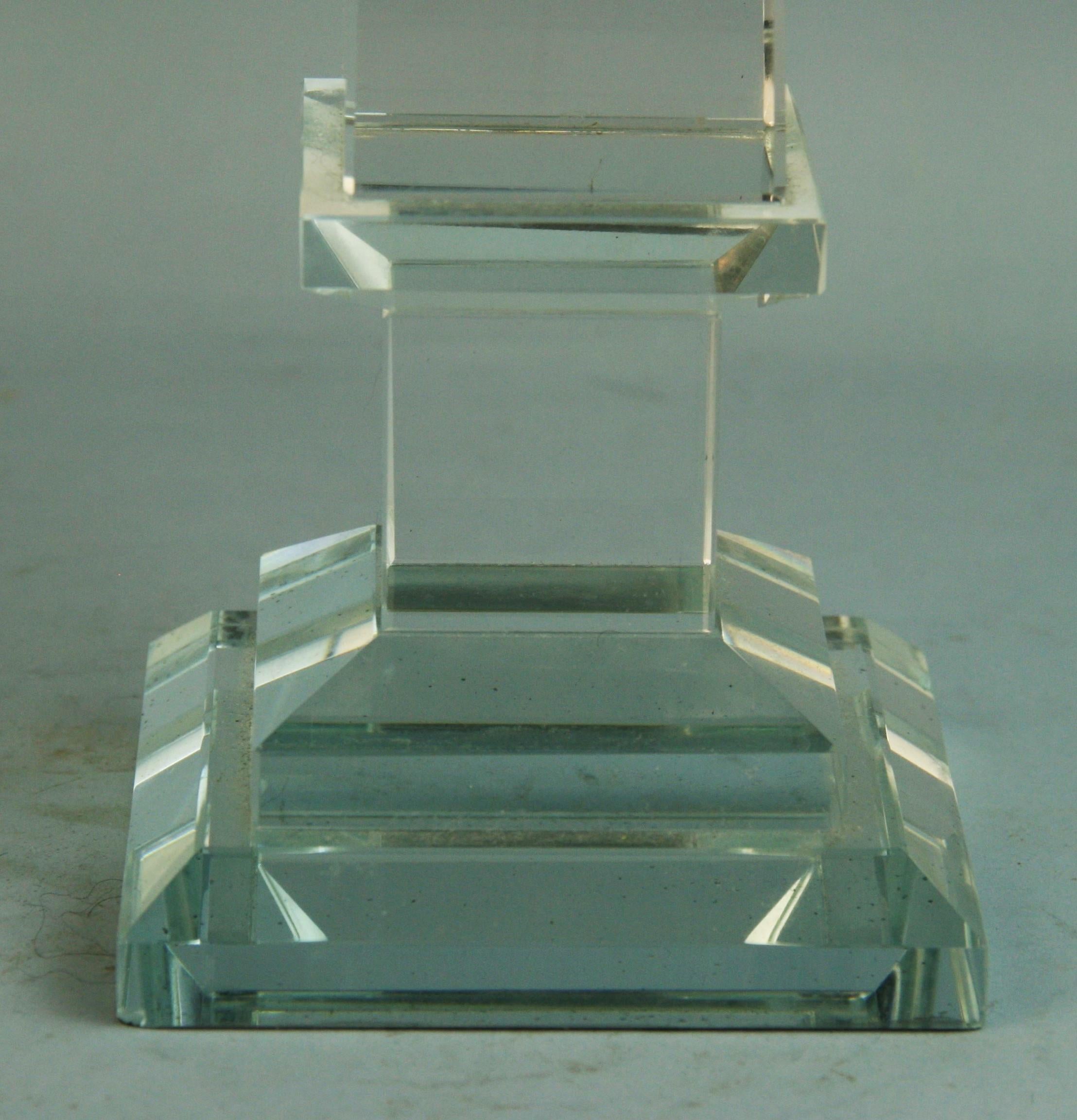 Late 20th Century French Crystal Faceted Tall Obelisk For Sale