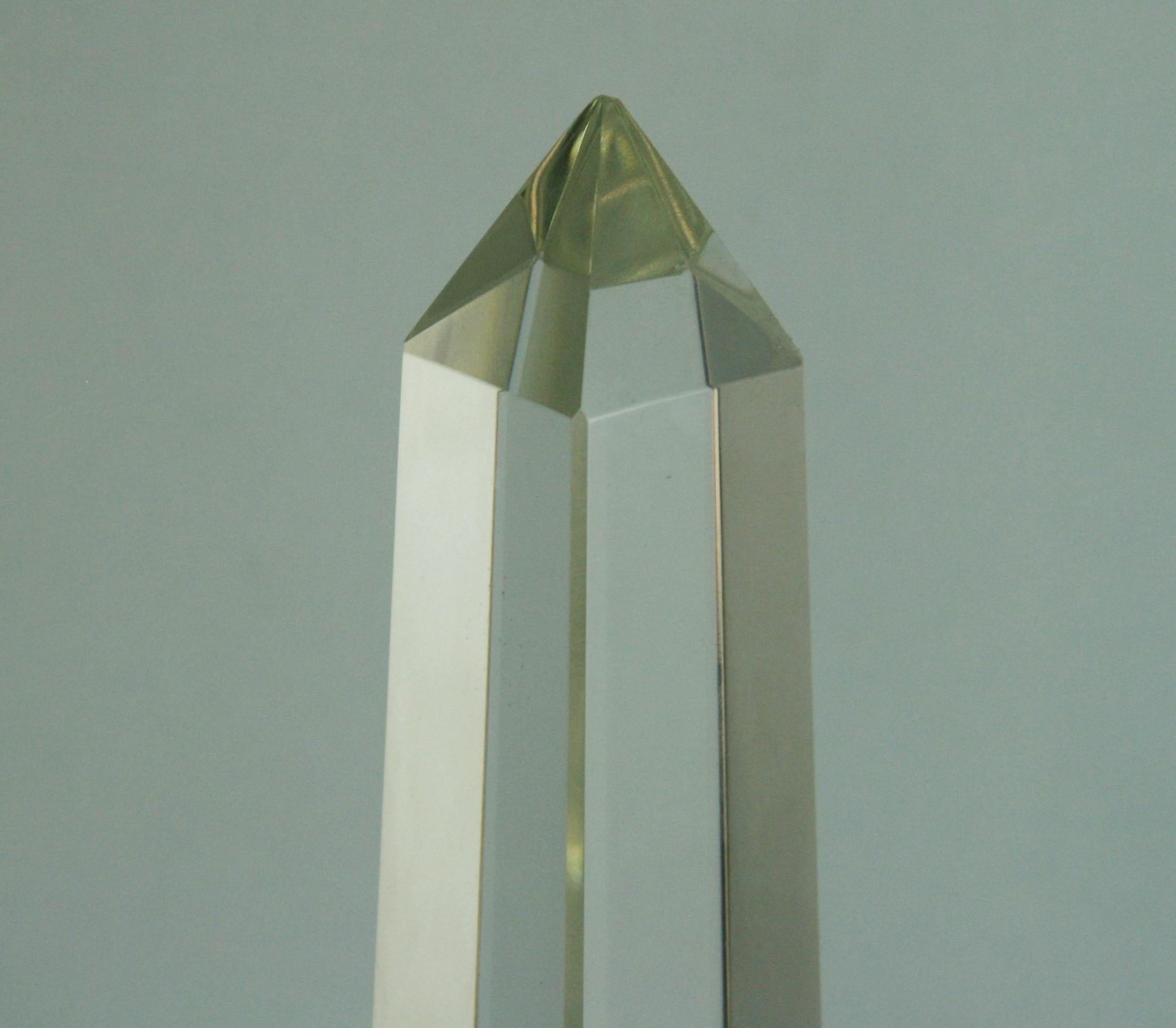 French Crystal Faceted Tall Obelisk For Sale 2