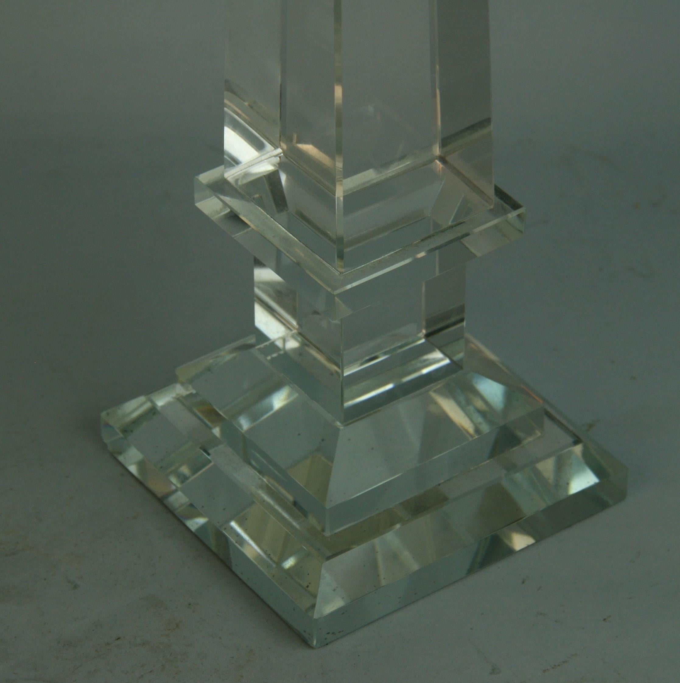 French Crystal Faceted Tall Obelisk For Sale 3