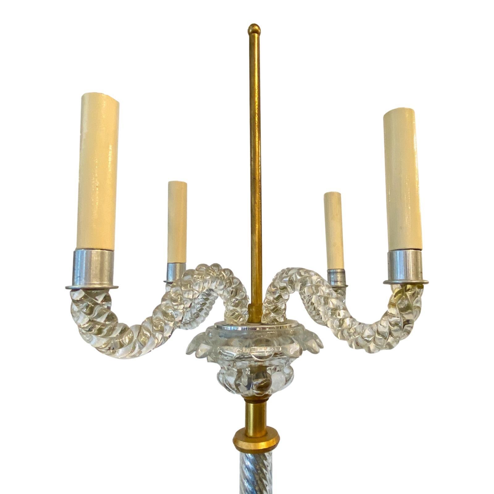 French Crystal Floor Lamp In Good Condition For Sale In New York, NY