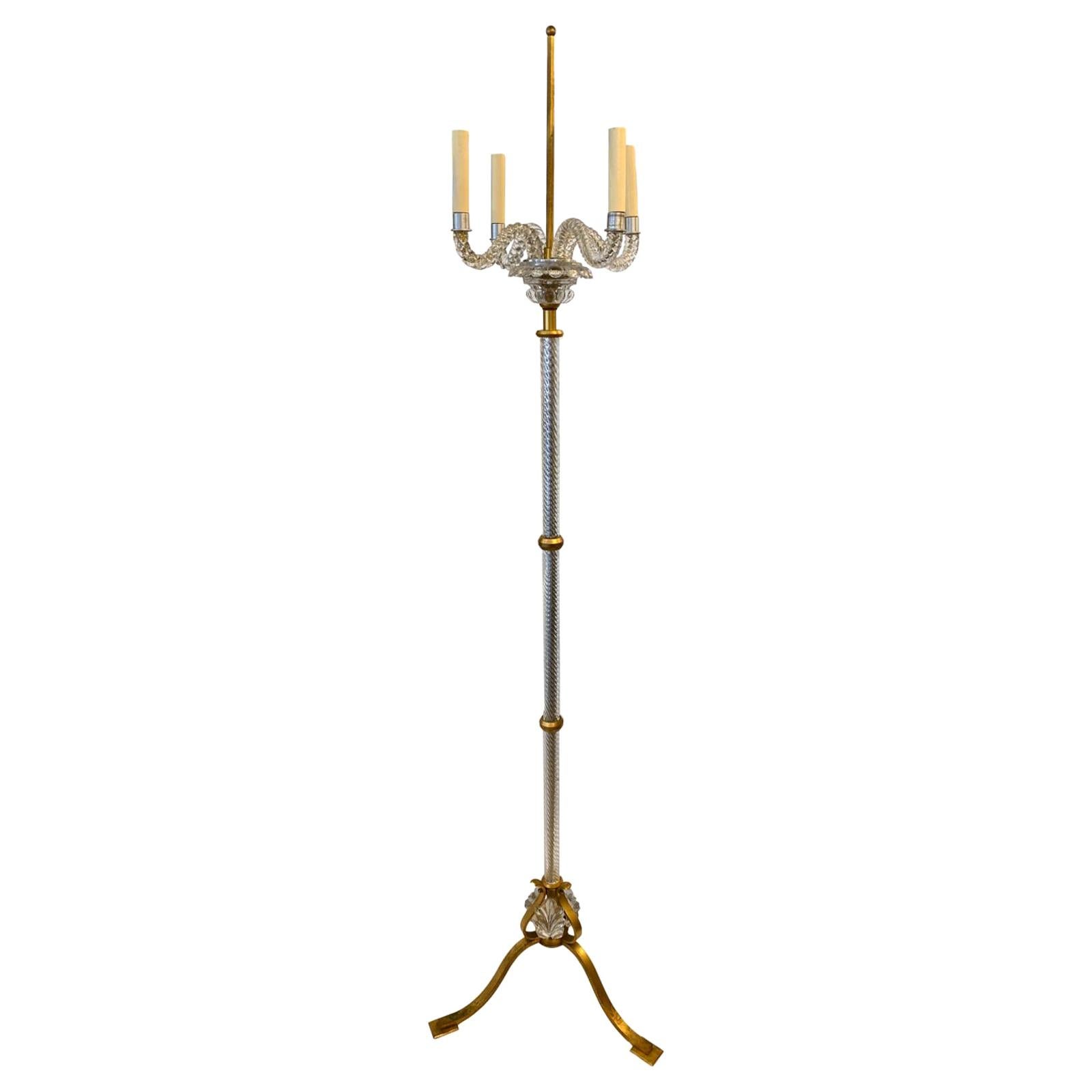 French Crystal Floor Lamp For Sale