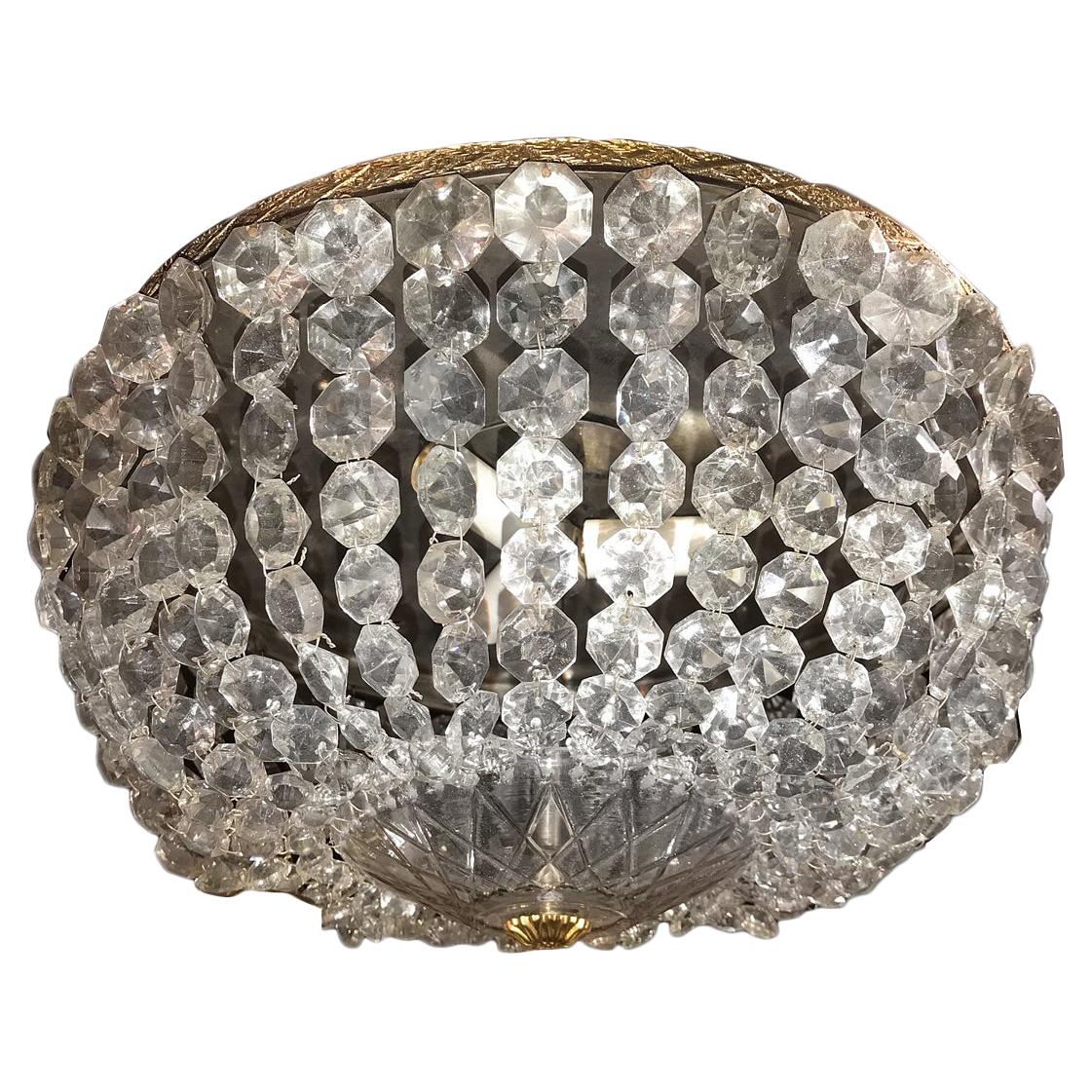 French Crystal Flush Mounted Light Fixture