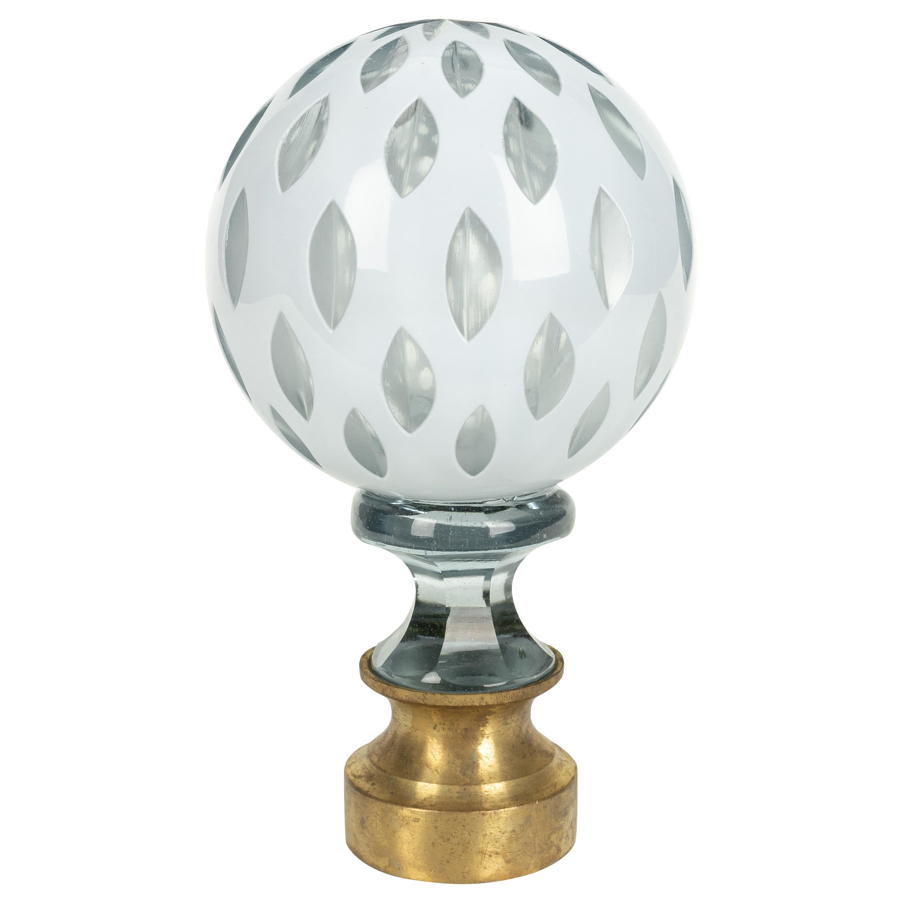 French Crystal Glass Boule d'escalier or Newel Post Finial
