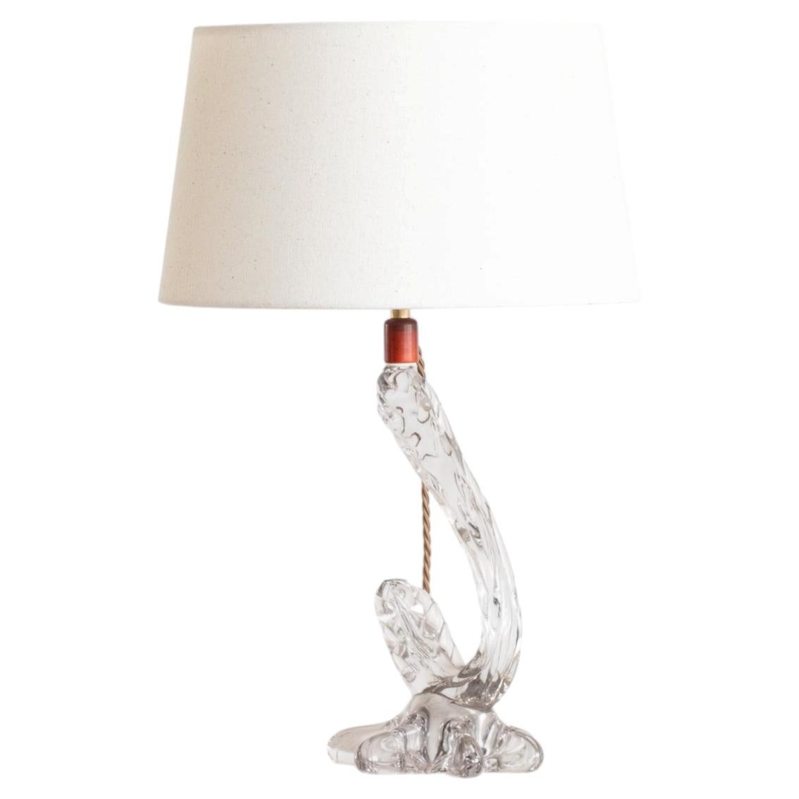 French Crystal Glass Table Lamp c. 1950 For Sale