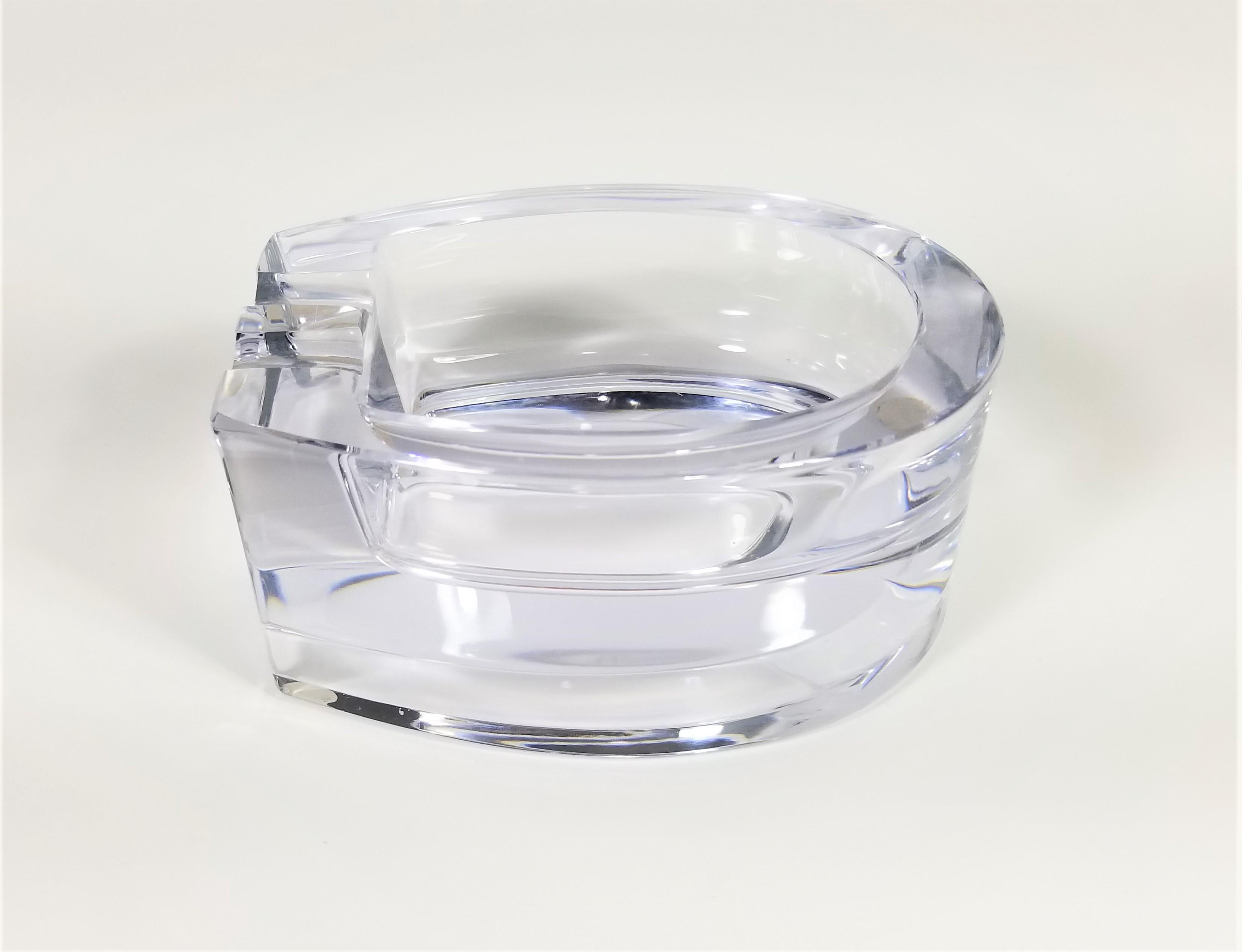 French Crystal Horseshoe Shaped Ashtray Made in France For Sale 9