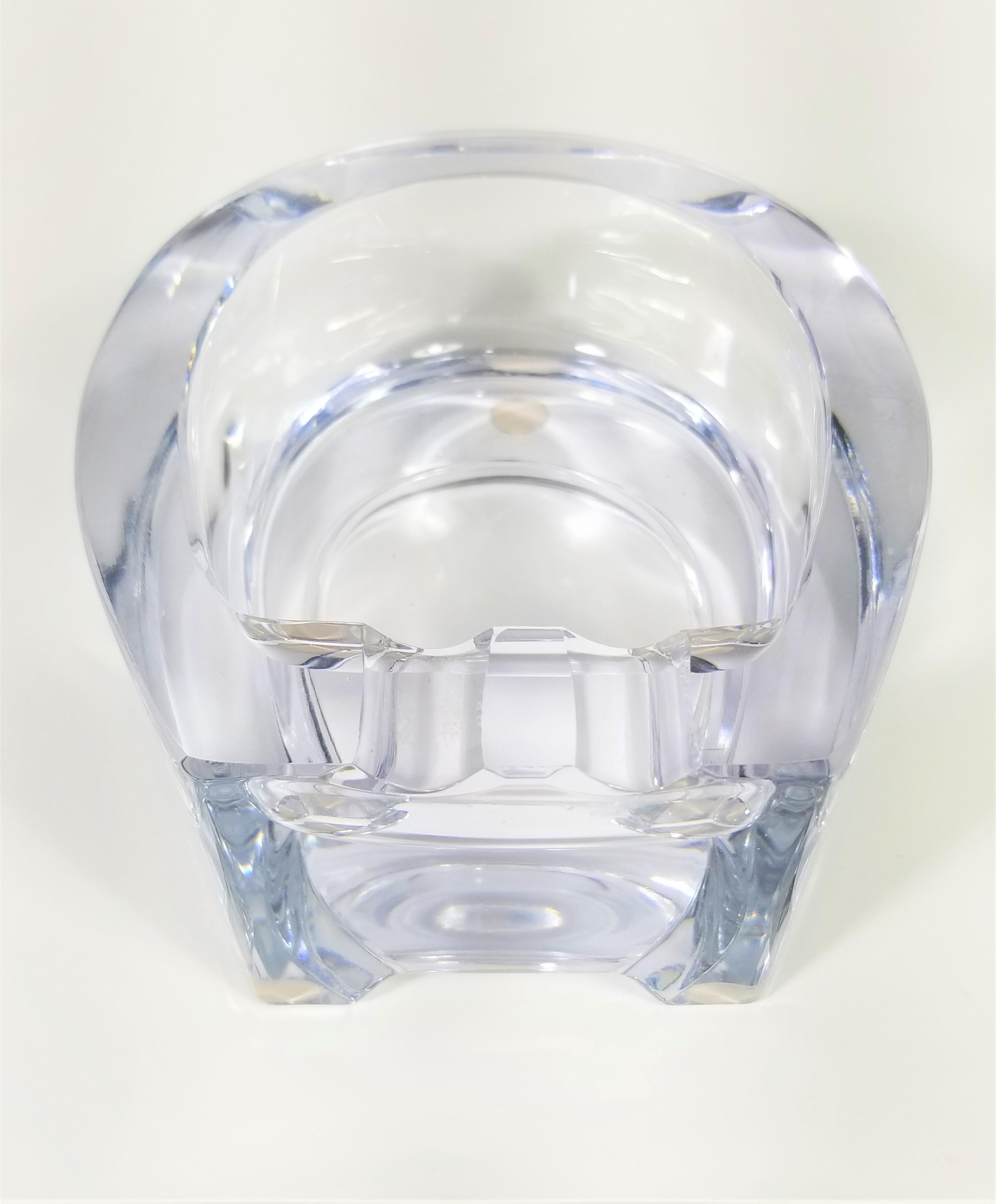 Cendrier en forme de fer à cheval en cristal français fabriqué en France en vente 9