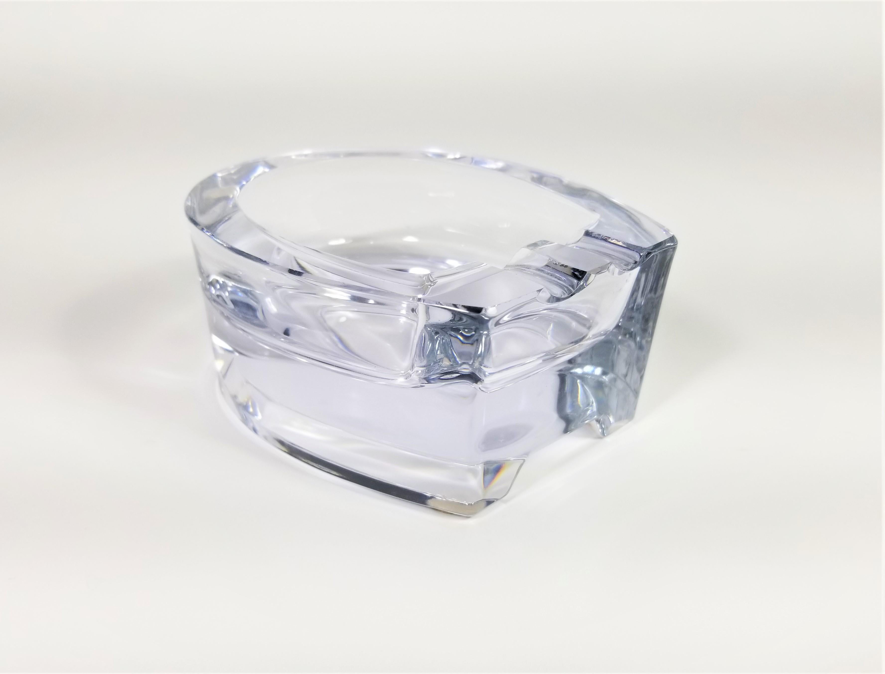 20th Century French Crystal Horseshoe Shaped Ashtray Made in France For Sale