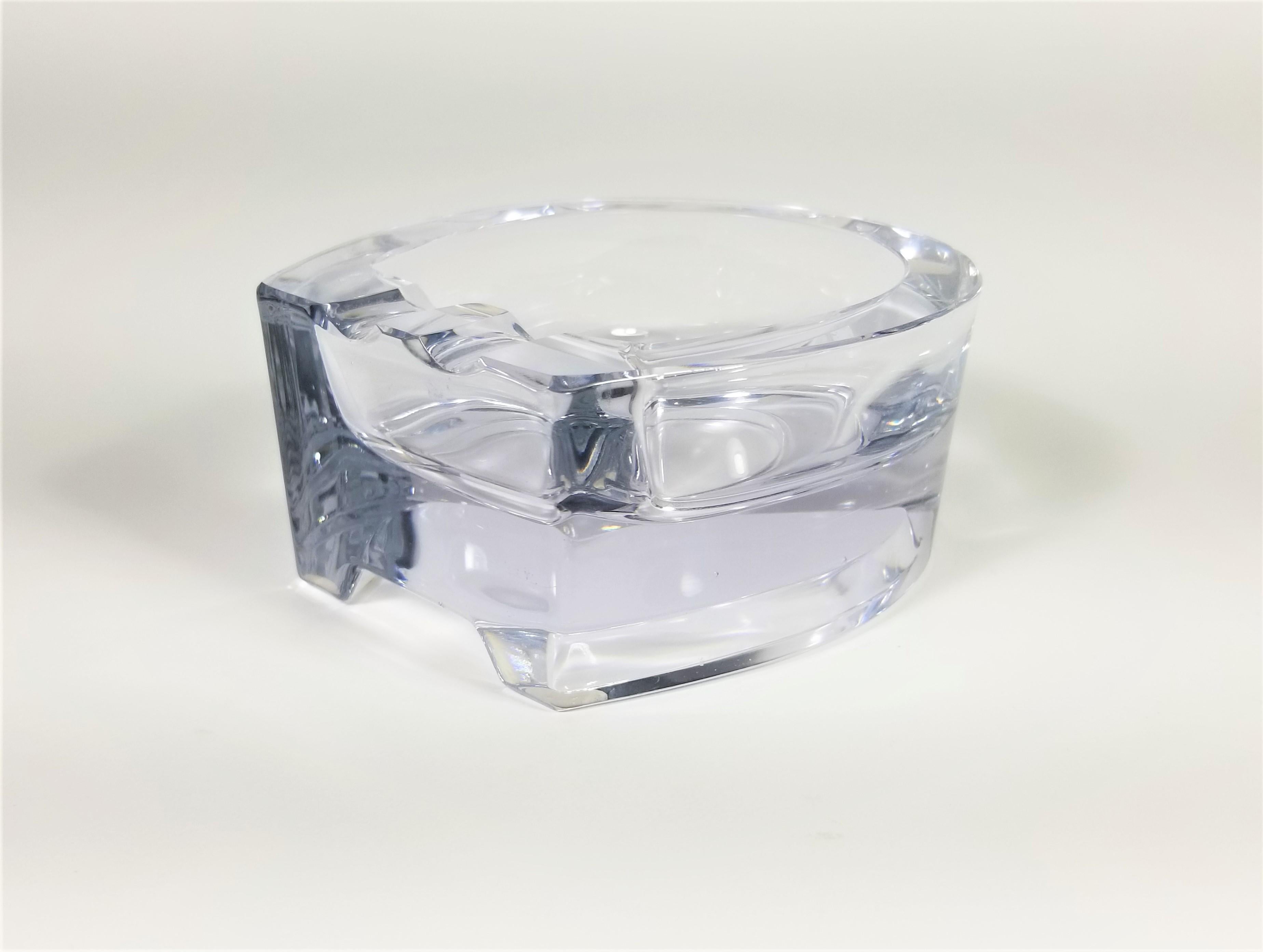 French Crystal Horseshoe Shaped Ashtray Made in France For Sale 1