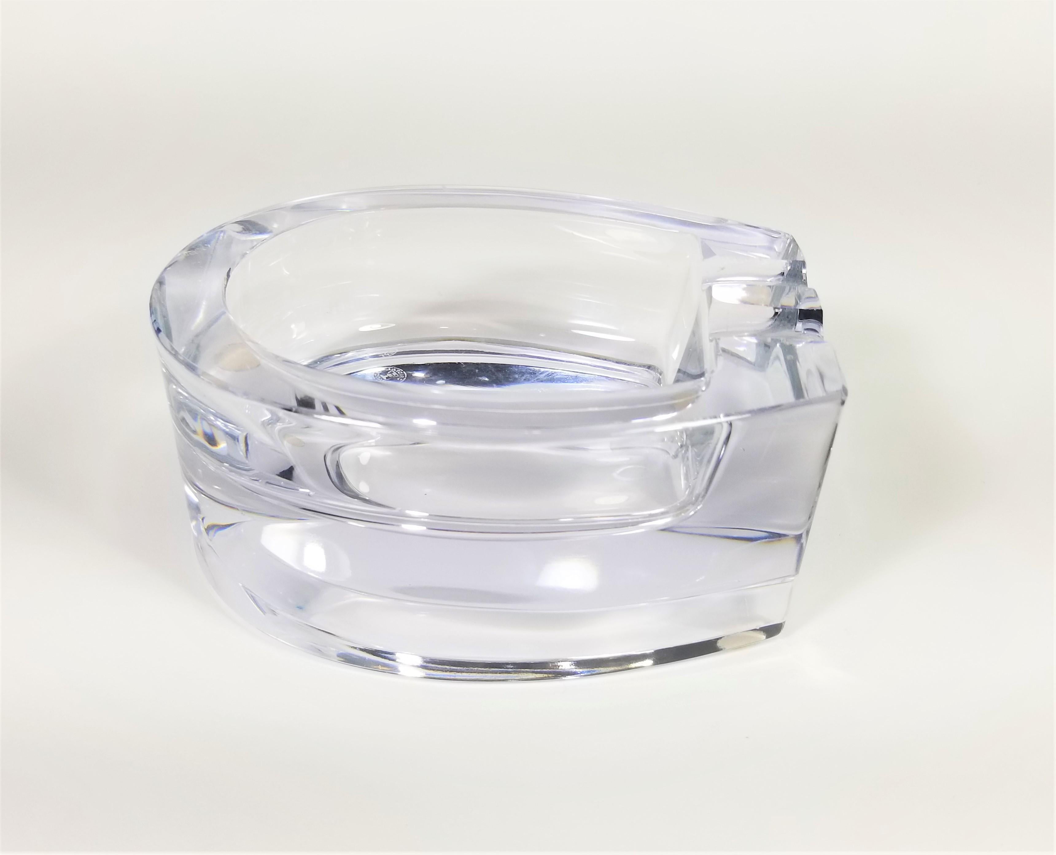 French Crystal Horseshoe Shaped Ashtray Made in France For Sale 4