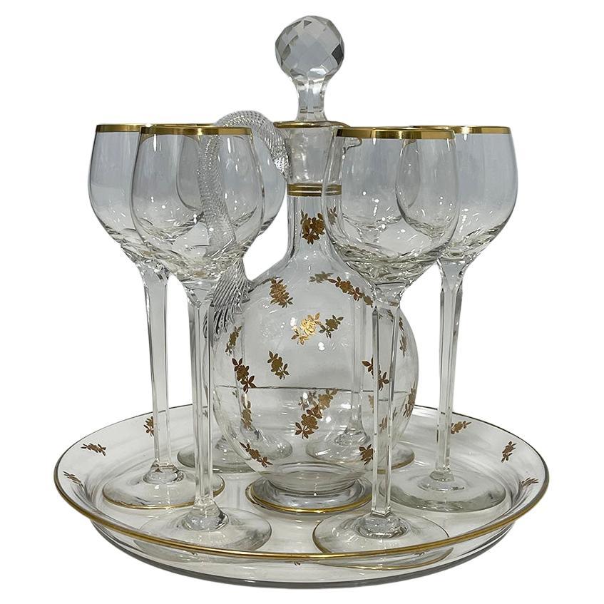 French crystal liquer set, ca 1900 For Sale