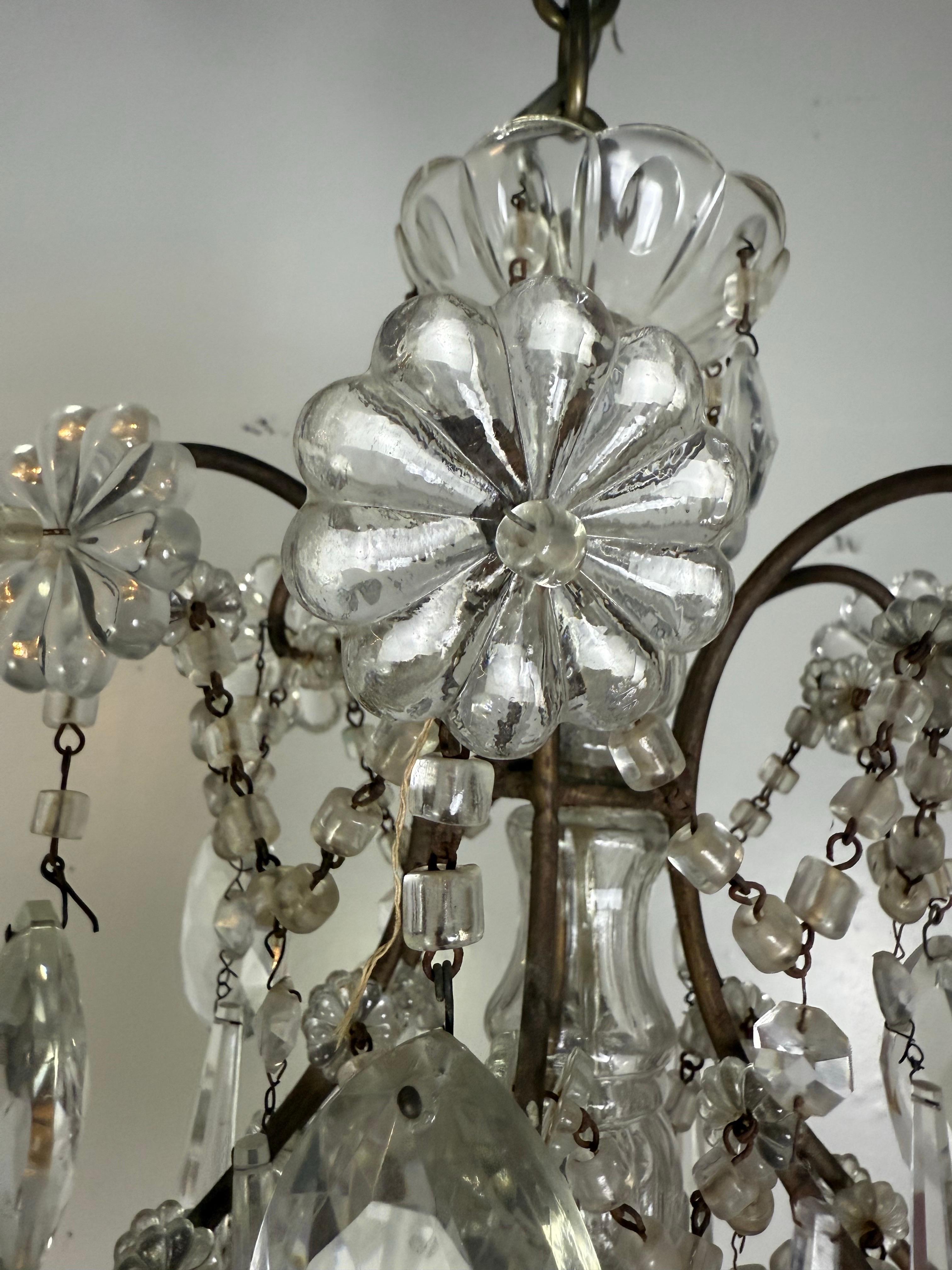 Lampadario di cristallo francese con perline a forma di maccheroni A.I.C. 1930 in vendita 7