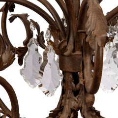 French Crystal Marron Chandeliere with Curved Iron Arms