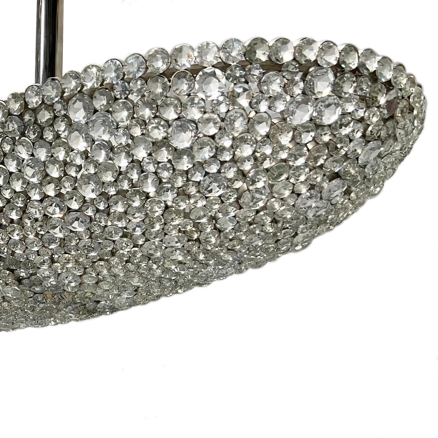 Mid-20th Century French Crystal Moderne Light Fixture For Sale