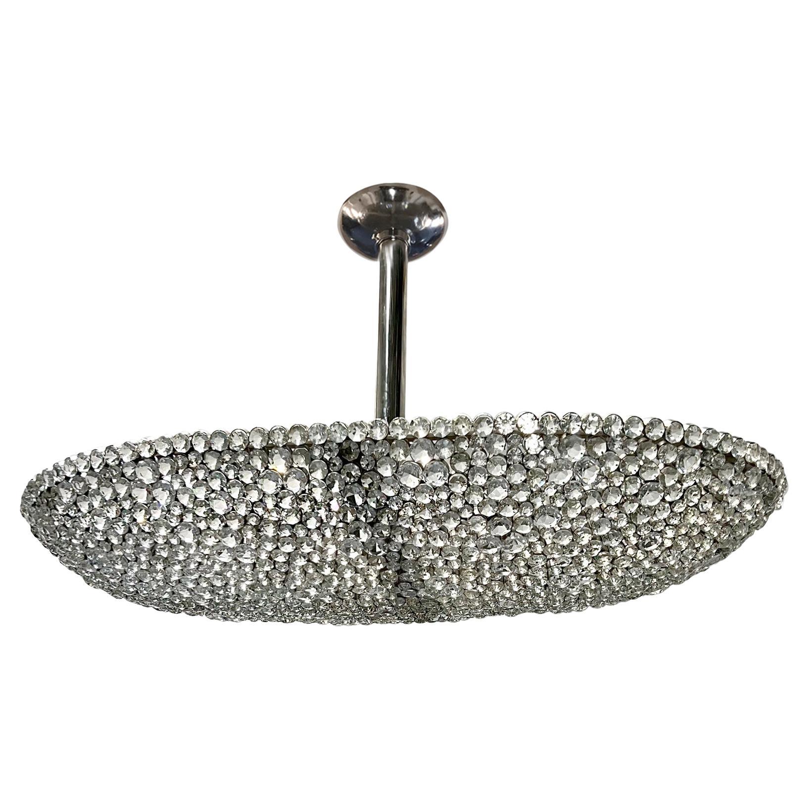 French Crystal Moderne Light Fixture For Sale