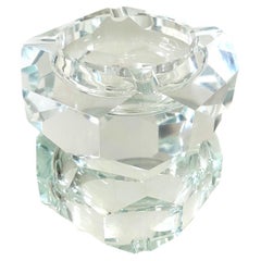 French Crystal Prism Ashtray with Faceted Design, c. 1960s