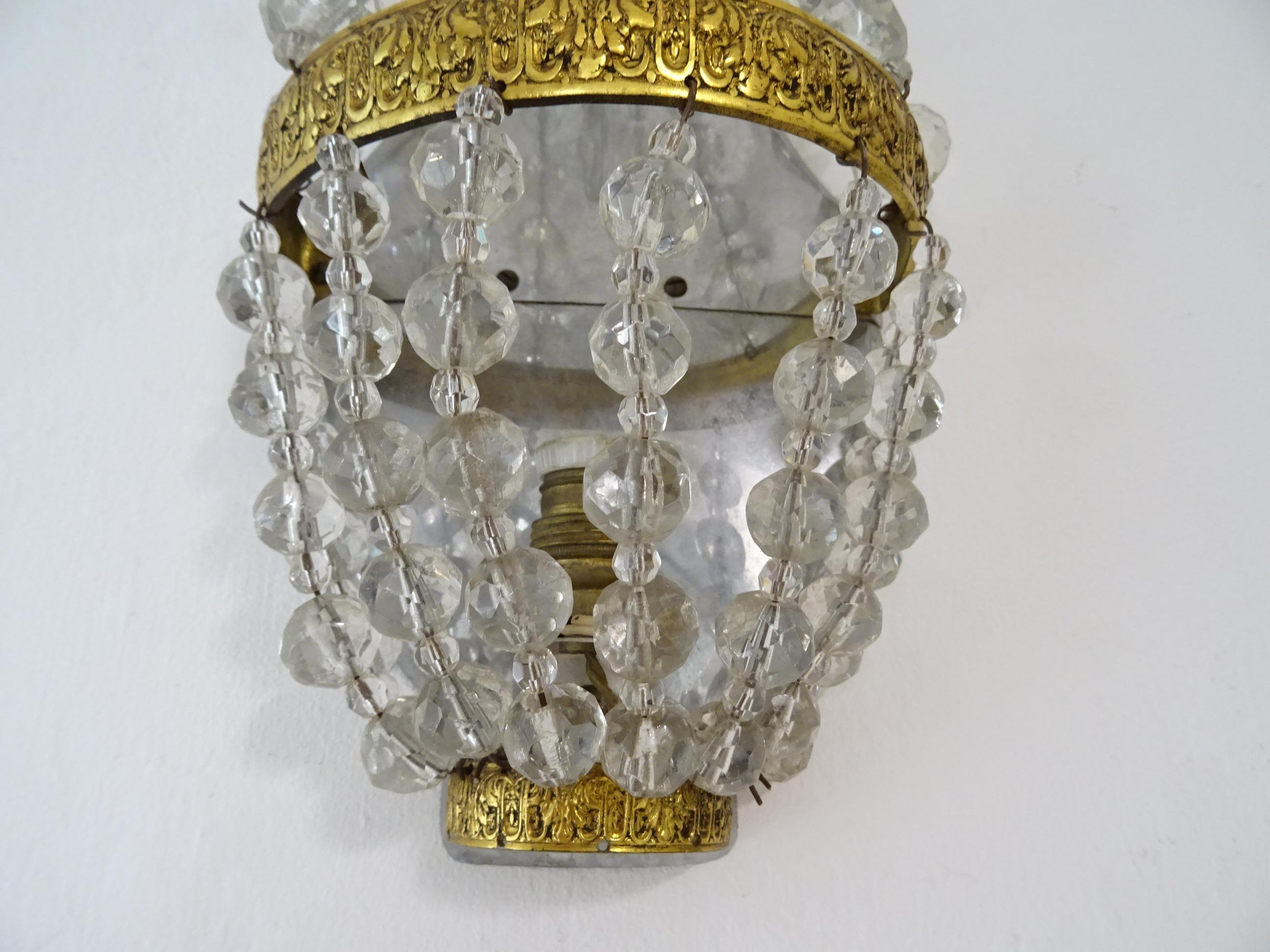 French Crystal Prisms Empire Sconces, circa 1930 For Sale 1