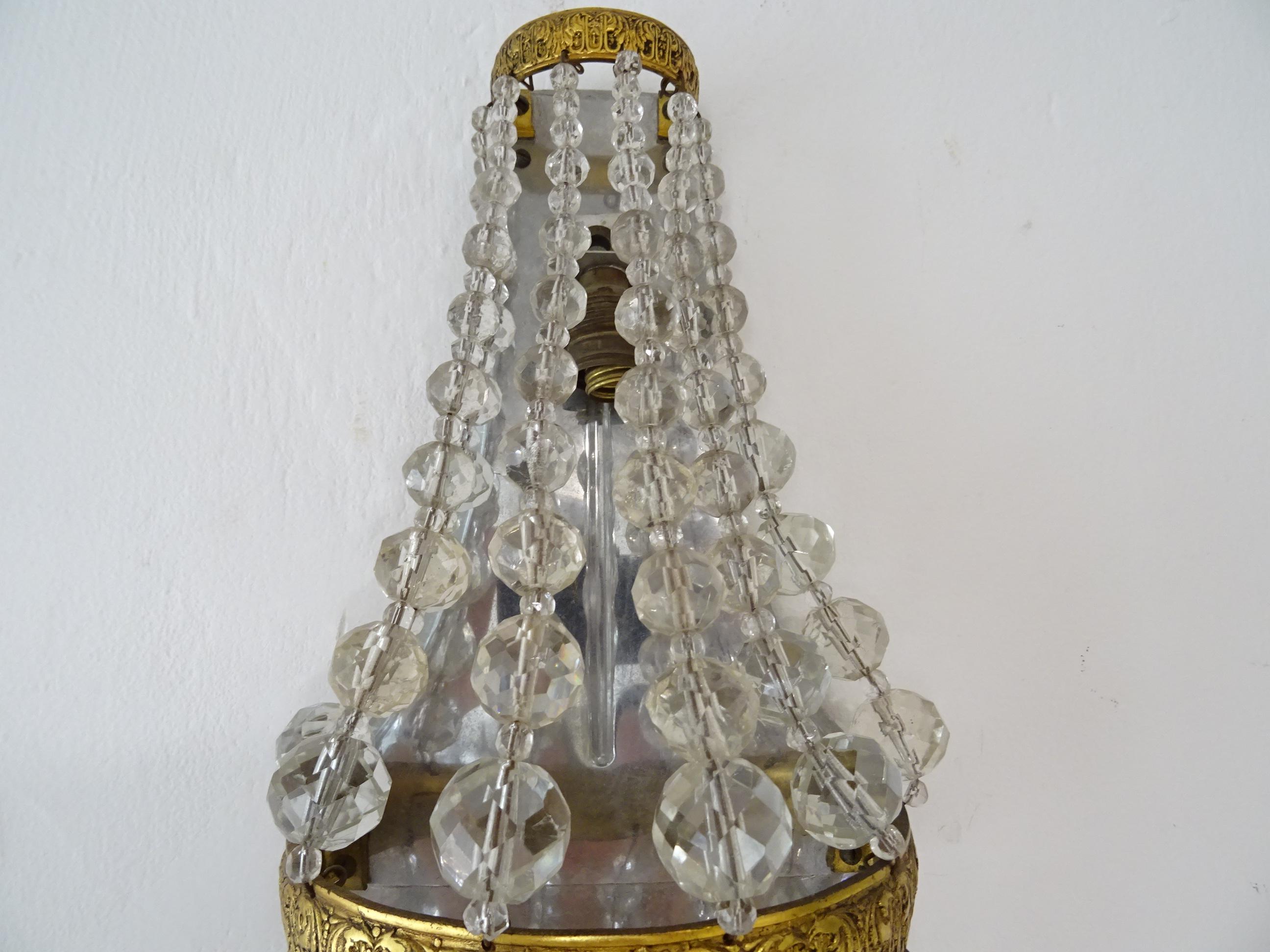 French Crystal Prisms Empire Sconces, circa 1930 For Sale 2